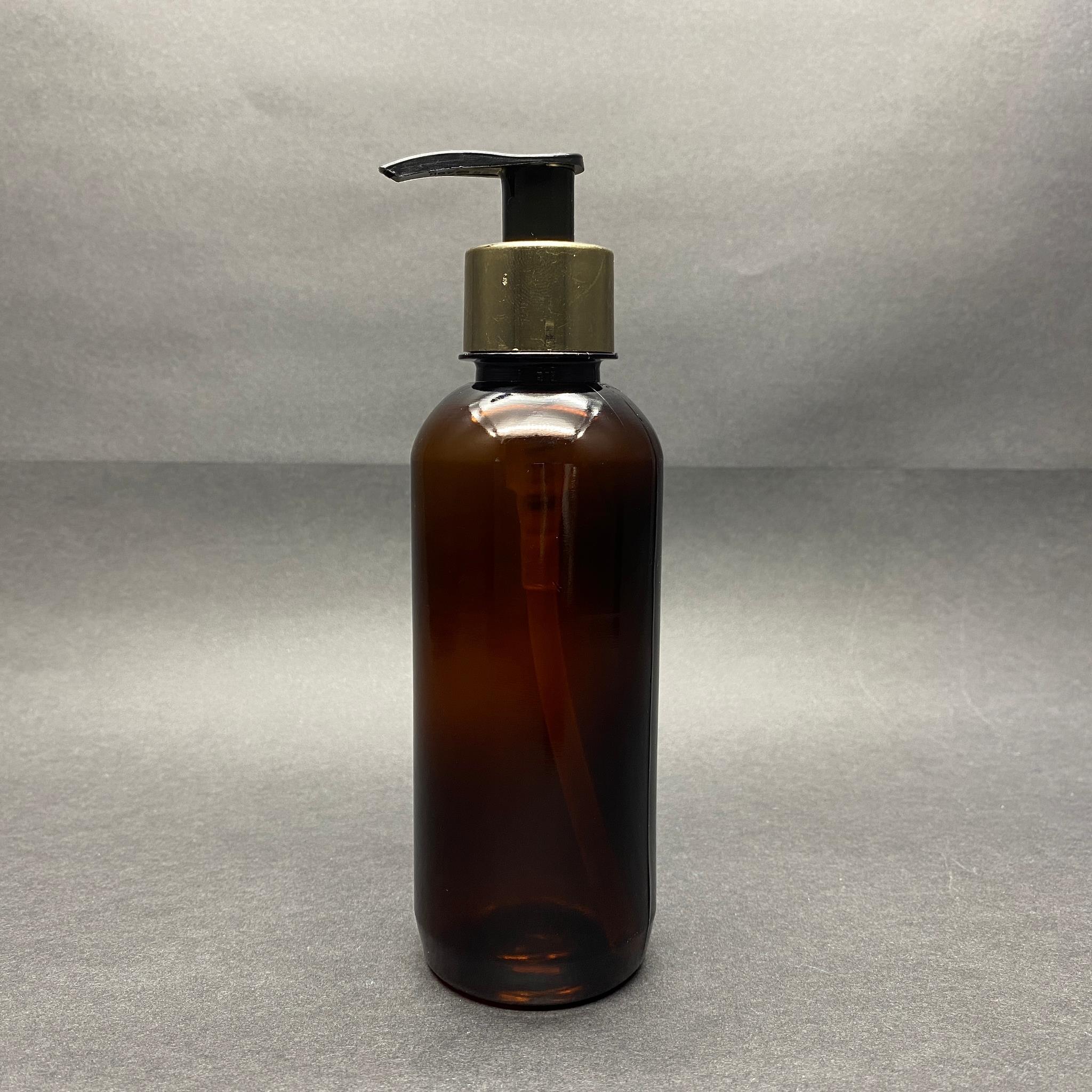 250 CC AMBER SERT PLASTİK ŞİŞE - GOLD POMPALI - UZUN MODEL - 250 ML KAHVERENGİ POMPALI PET ŞİŞE