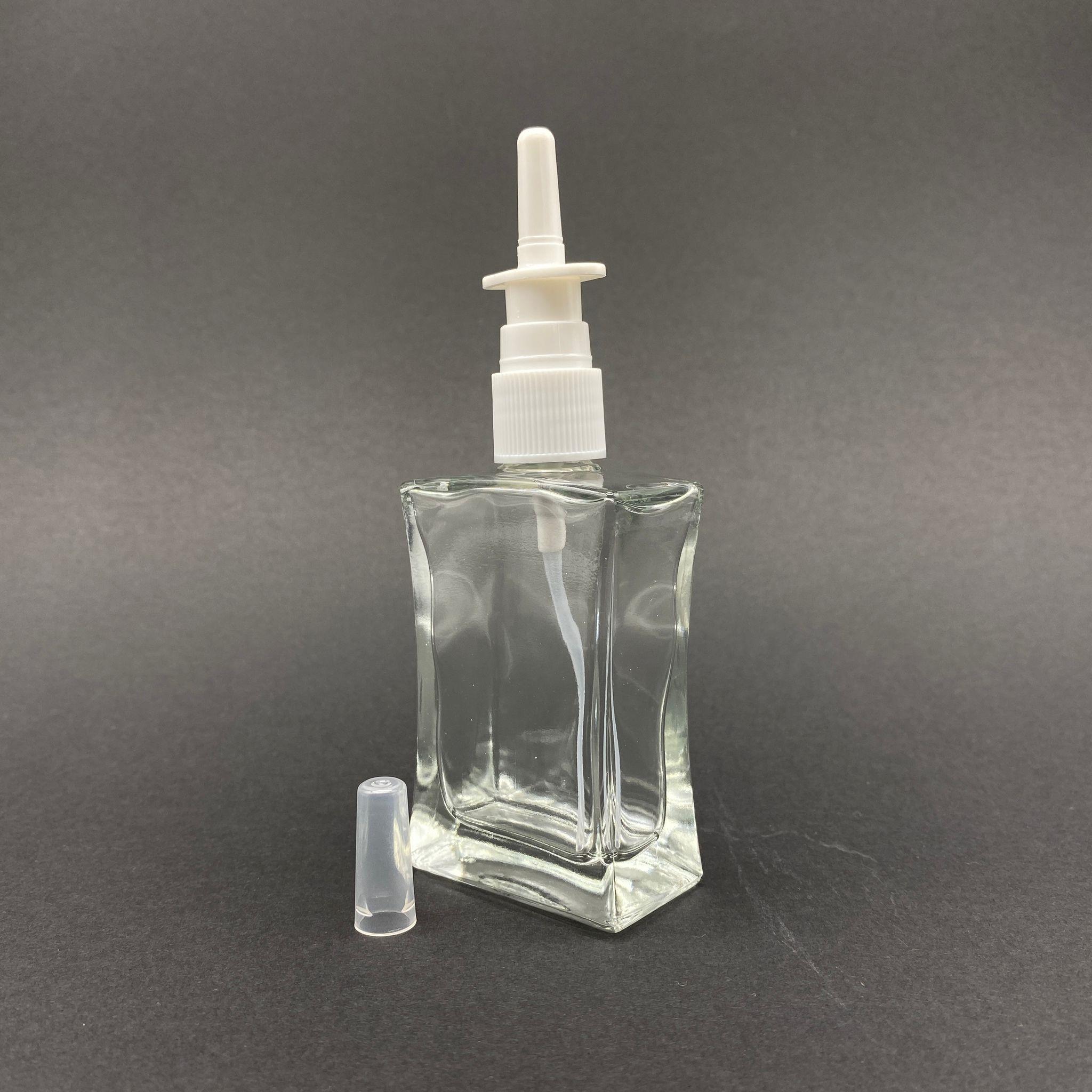 50 CC KÖŞELİ CAM ŞİŞE - BEYAZ NAZAL BURUN SPREYLİ TAKIM - 50 ML BURUN SPREYLİ CAM ŞİŞE - 1. KALİTE İTHAL CAM