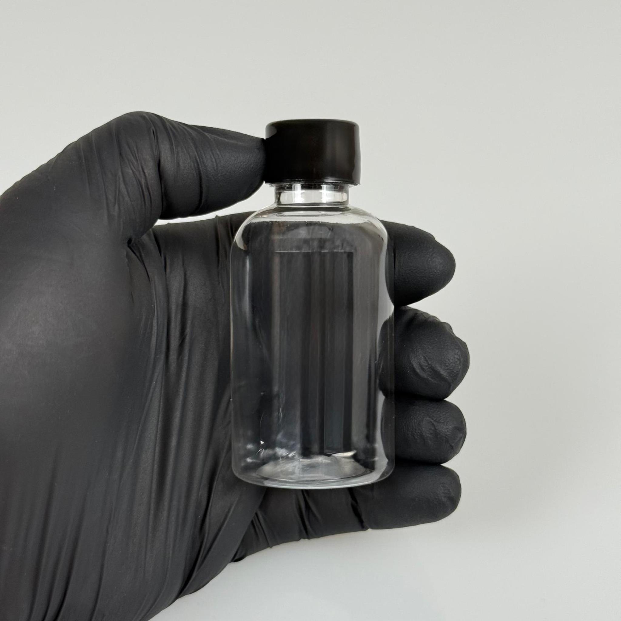 40 ML CONTALI KAPAKLI PET ŞİŞE - 40 CC SİYAH KAPAKLI TOMBUL PLASTİK ŞİŞE