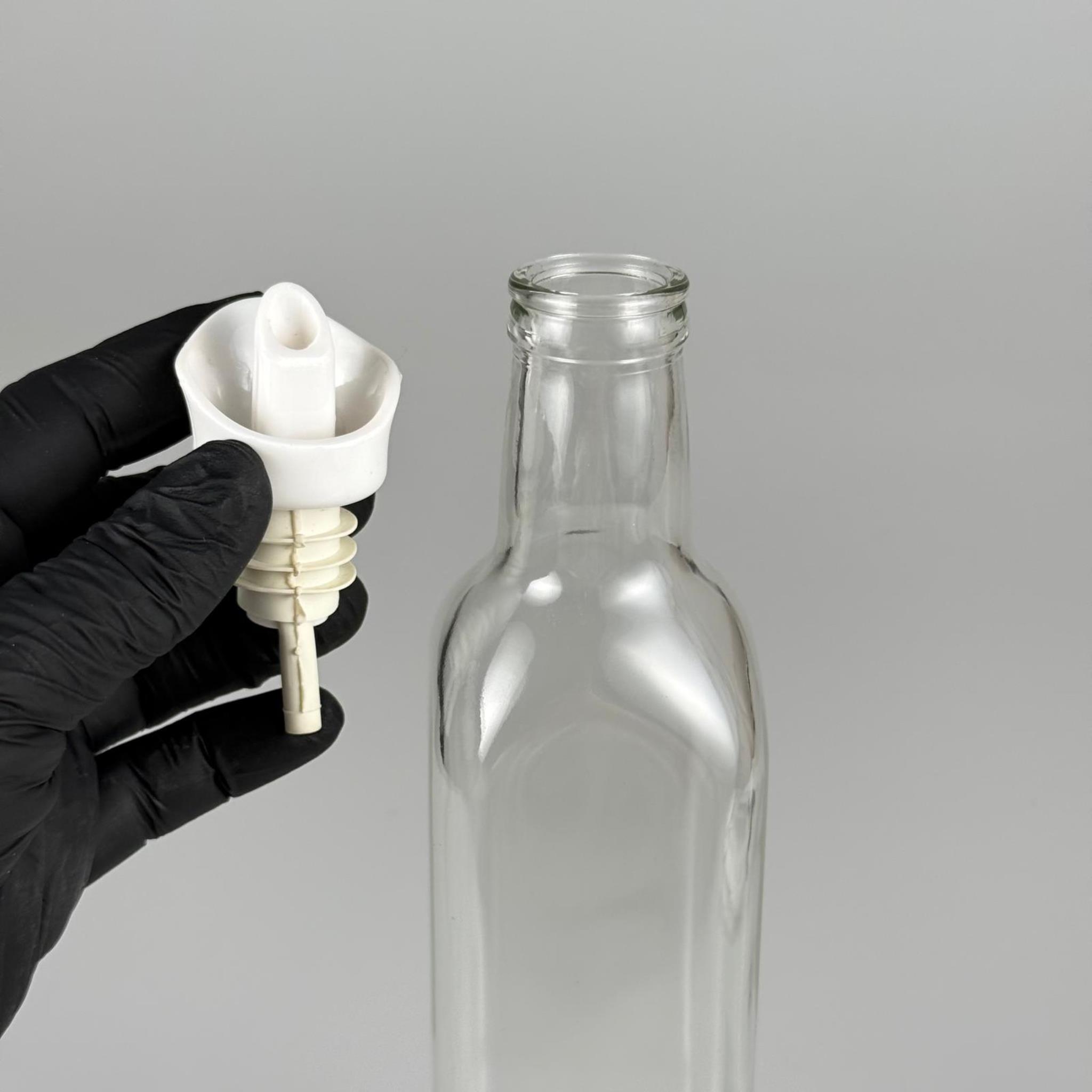 Akıtmaz Kapaklı Şık Cam Yağlık – Zeytinyağı ve Sirke İçin - Restoran Tipi 500 ML Şeffaf Maraska Kare Yağdanlık Beyaz Akıtıcı Başlıklı EKO