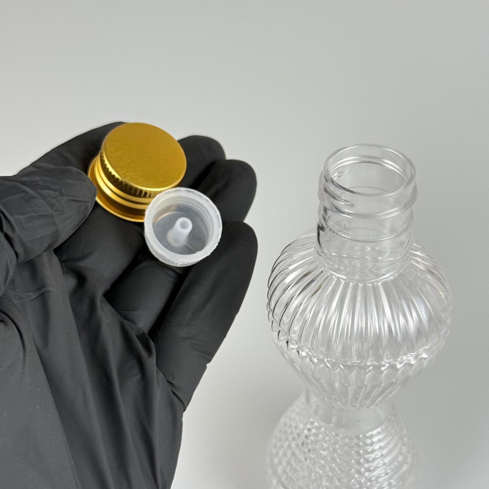 100 CC PIRLANTA CAMPET ŞİŞE (24 AĞIZ) + KÖPÜK CONTALI GOLD METAL ALÜMİNYUM KAPAK + KOLONYA TIPALI TAKIM - 100 ML KAPAKLI CAMPET PLASTİK ŞİŞELER