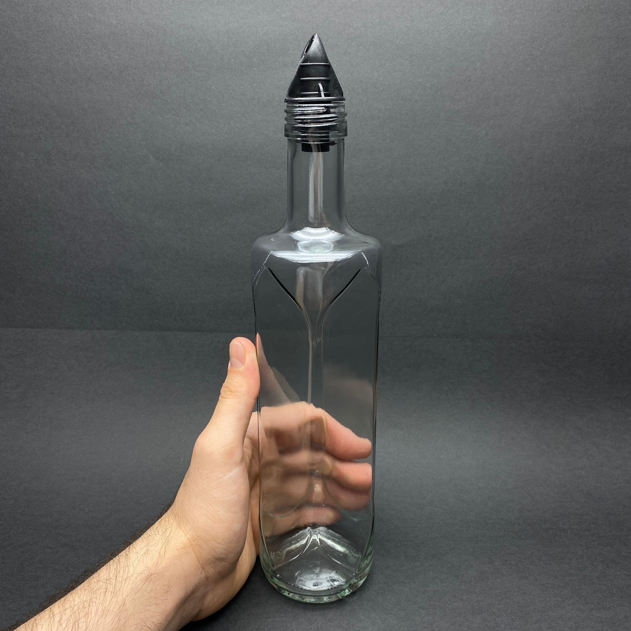 500 CC DORİKA OVAL DESENLİ CAM ŞİŞE - SİYAH YAĞDANLIK TIPALI - 500 ML YAĞLIK ŞİŞESİ - SİRKELİK ŞİŞESİ