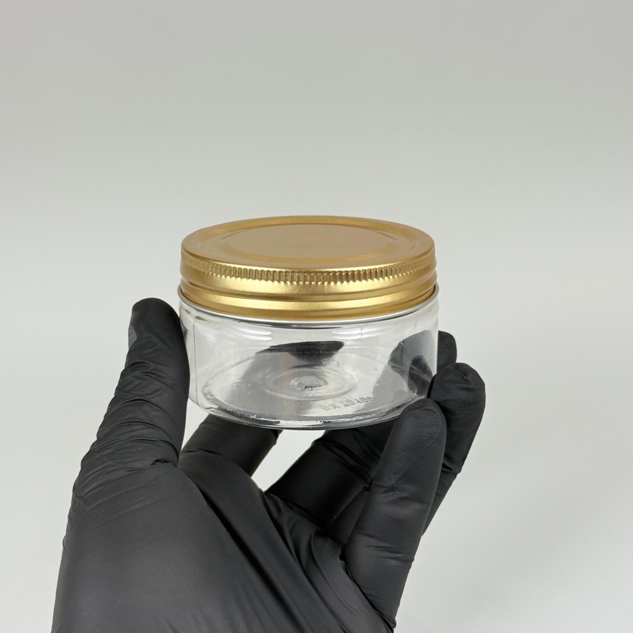100 ML SERT PET KAVANOZ + GOLD METAL KAPAK + İÇ TIPA - 100 CC KALIN ŞEFFAF PLASTİK KAVANOZ GOLD METAL KAPAKLI İÇ TIPALI TAKIM - KREM KAVANOZLARI