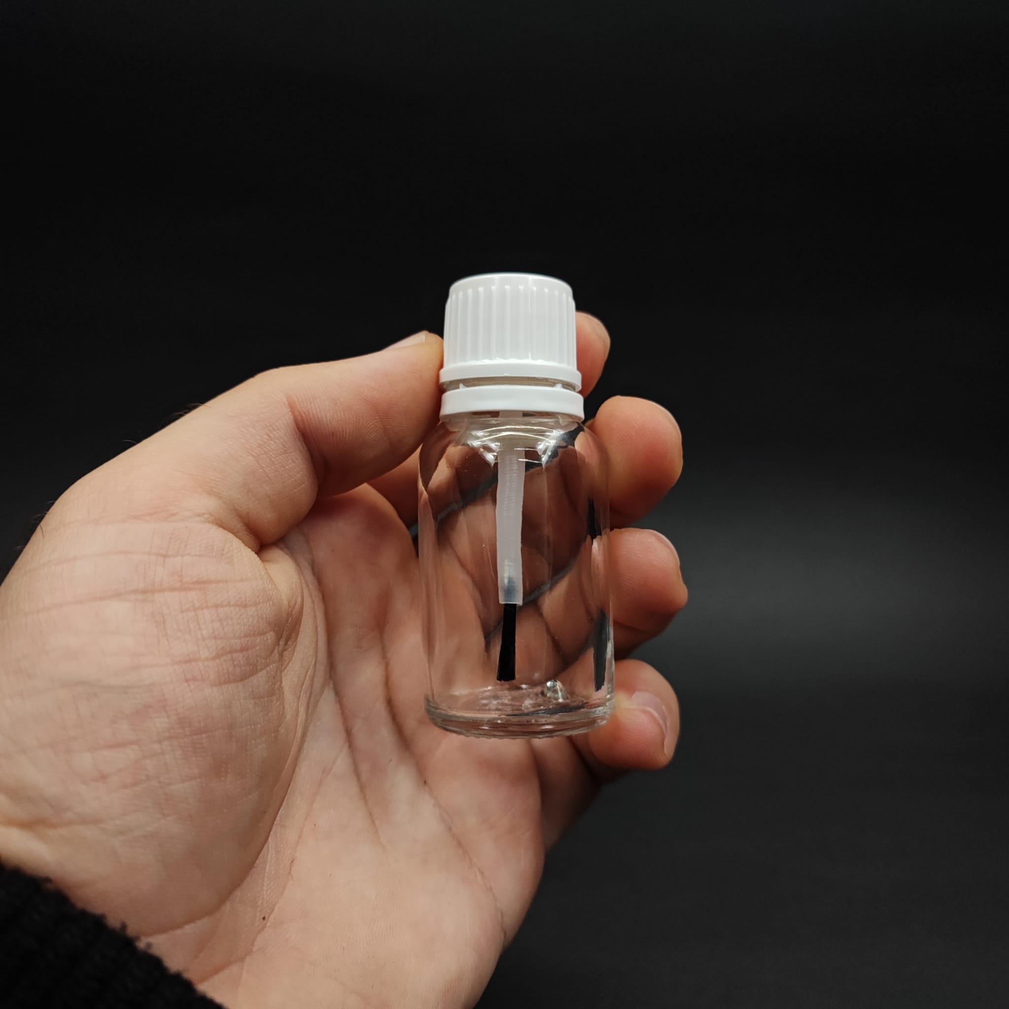 15 CC FIRÇALI ŞEFFAF CAM ŞİŞE - 15 ML KAPAKLI FIRÇALI CAM ŞİŞE - CAM OJE ŞİŞESİ FIRÇALI BEYAZ KAPAKLI TAKIM - BOŞ OJE ŞİŞESİ, FIRÇALI ŞİŞE, OTOMOTİV VE MOBİLYA İÇİN RÖTÜŞ BOYA ŞİŞESİ