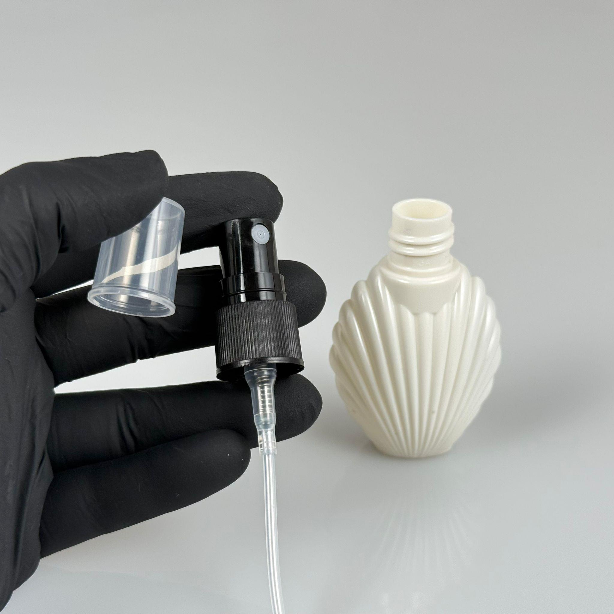 40 CC BEYAZ İSTİRİDYE CAMPET ŞİŞE - SİYAH SPREYLİ TAKIM - 40 ML SPREYLİ KOLONYA ŞİŞESİ