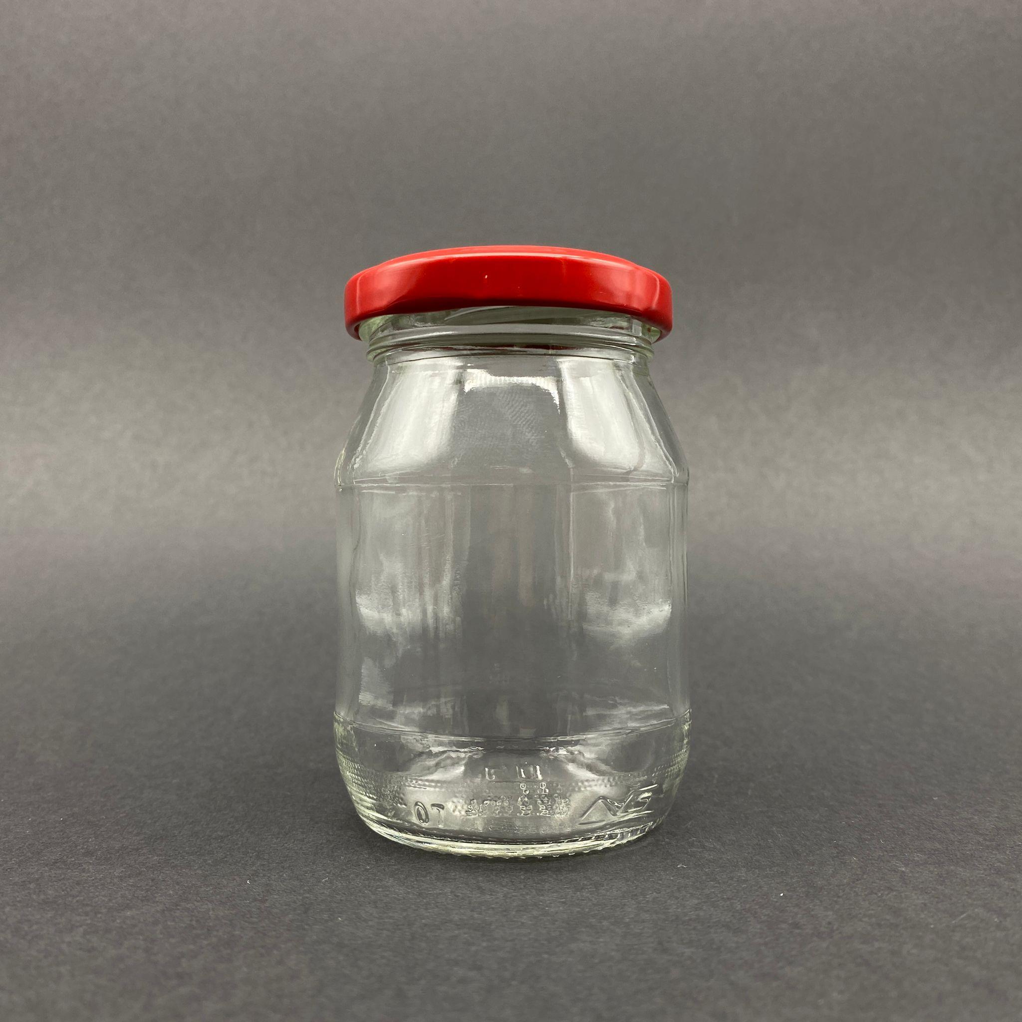 190 CC KAVANOZ - KIRMIZI METAL KAPAKLI - 190 ML CAM KAVANOZ
