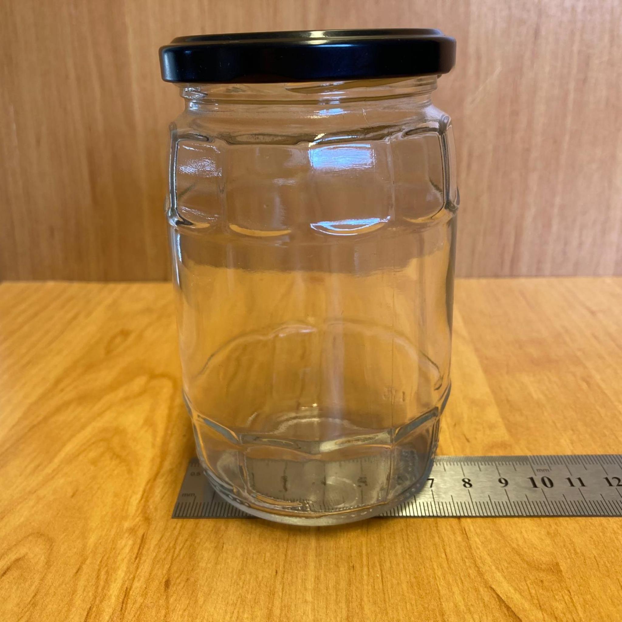 370 CC FIÇI KAVANOZ - SİYAH METAL KAPAKLI - 370 ML FIÇI TİPİ CAM KAVANOZ