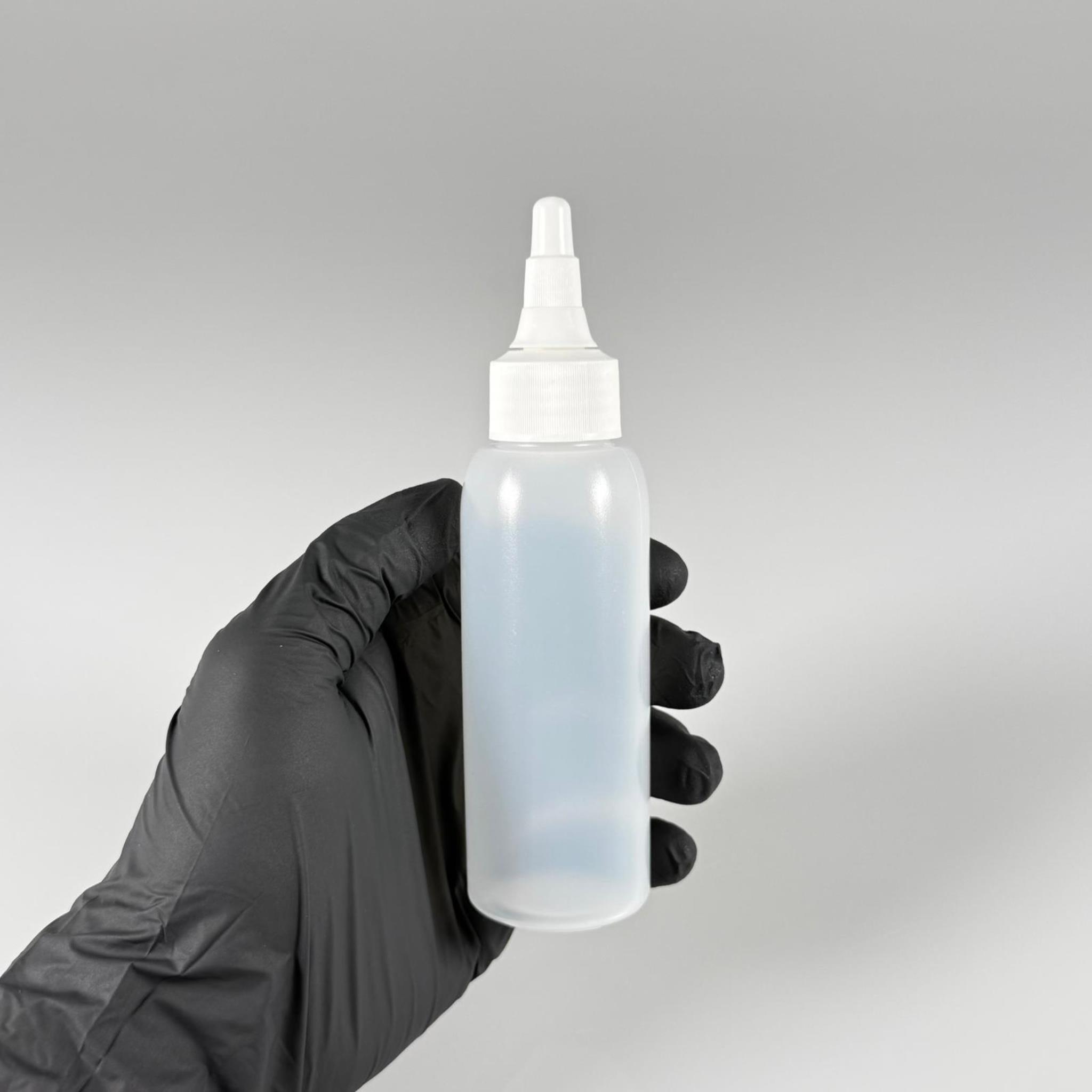 100 ML SIKILABİLİR YUMUŞAK PE POLİETİLEN PLASTİK ŞİŞE - BEYAZ ASANSÖR SİVRİ KARTUŞ KAPAKLI - 100 cc sos, yağ, kartuş, mürekkep vb için boş şişeler