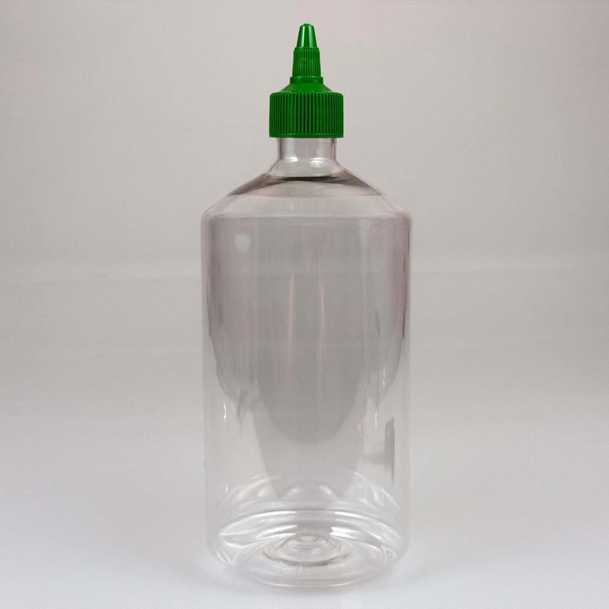 ZEYTİNYAĞI, SOS, ACI SOS, SİRKE, SRIRACHA VB BOŞ ŞİŞELERİ - YEŞİL SİVRİ TWİST AKITICI KAPAK + 950 ML ŞEFFAF KÜT PET PLASTİK ŞİŞE TAKIM