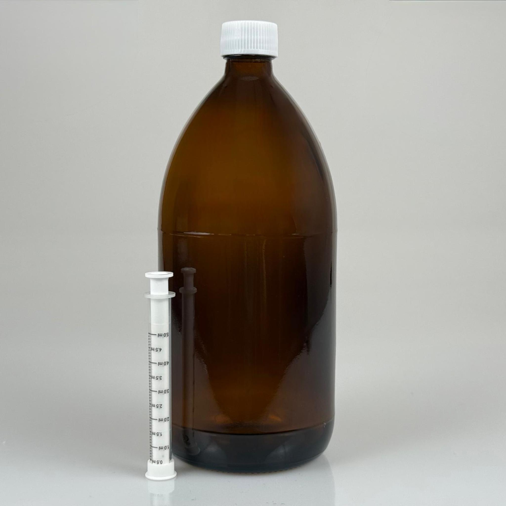 1000 ML CAM ECZA ŞİŞESİ + 5 ML DOZAJ PİPETİ + DOZAJ TIPASI + CONTALI PLASTİK KAPAK TAKIM