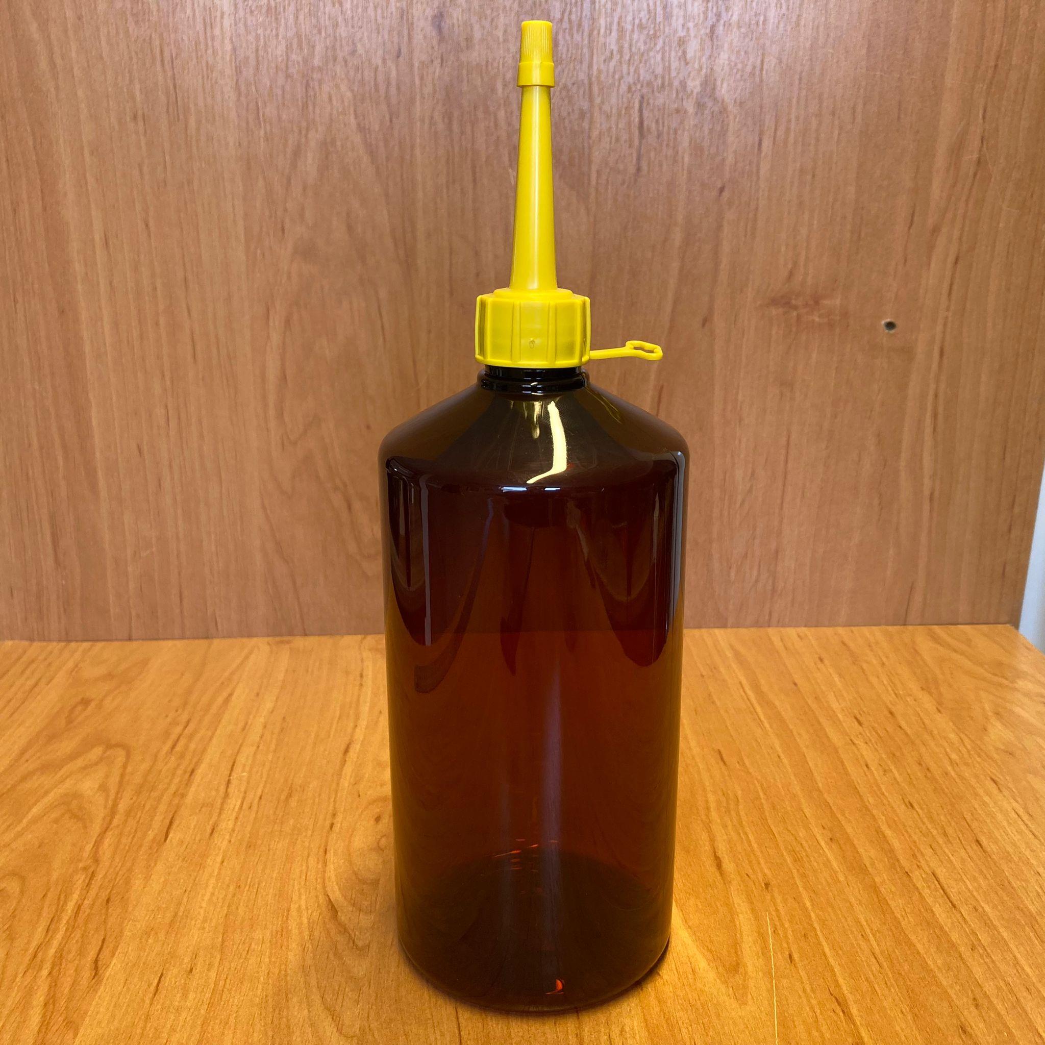 1000 CC AMBER PLASTİK ŞİŞE - SARI AKITICILI KAPAKLI - 1000 ML KAHVERENGİ BOŞ PLASTİK ŞİŞE - KALIN (45 GR)