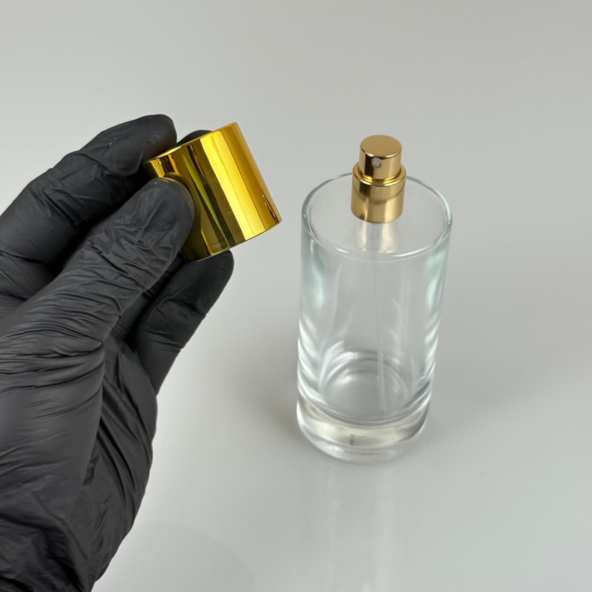 100 ML SİLİNDİR MODEL SAVAGE PARFÜM ŞİŞESİ - GOLD METAL SPREYLİ + GOLD GENİŞ KAPAKLI (AĞIZ 15 MM GEÇME KOLAY KAPAMA)