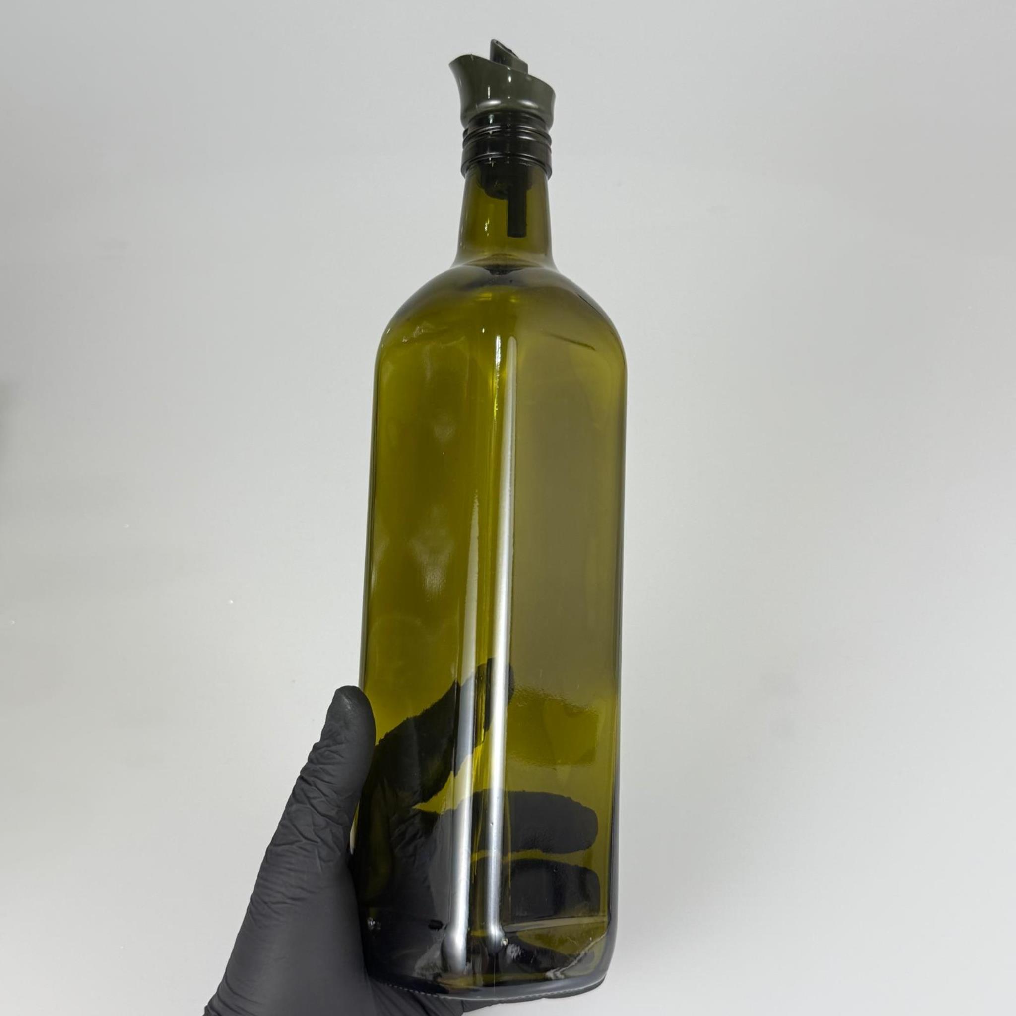 Akıtmaz Kapaklı Şık Cam Yağlık – Zeytinyağı ve Sirke İçin - Restoran Tipi 750 ML Yeşil Maraska Kare Yağdanlık Koyu Yeşil Akıtıcı Başlıklı