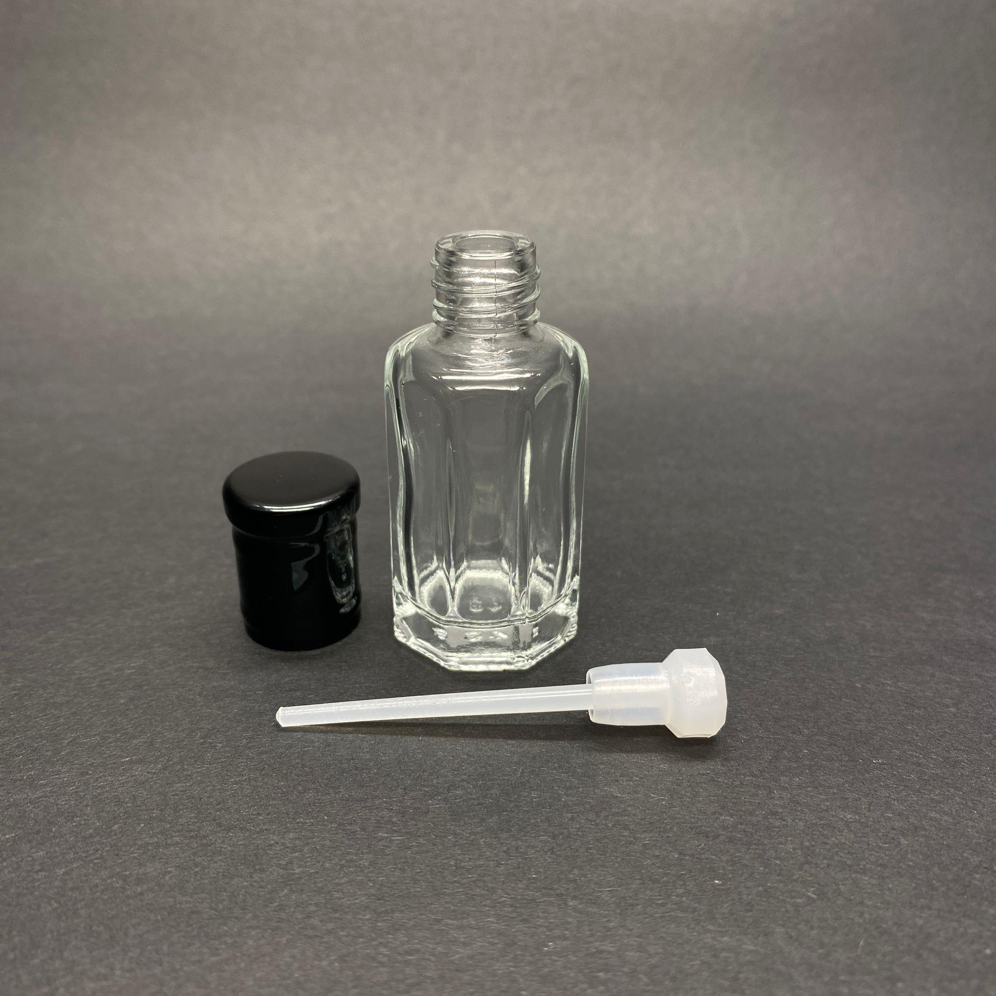12 CC ÇUBUKLU ESANS ŞİŞESİ -  HACI MİSİ , AROMATİK YAĞ , KOKU , PARFÜM İÇİN SÜRÜLEBİLİR 12 ML CAM ŞİŞE - SİYAH KAPAKLI MİS, HAC, UMRE VB İÇİN