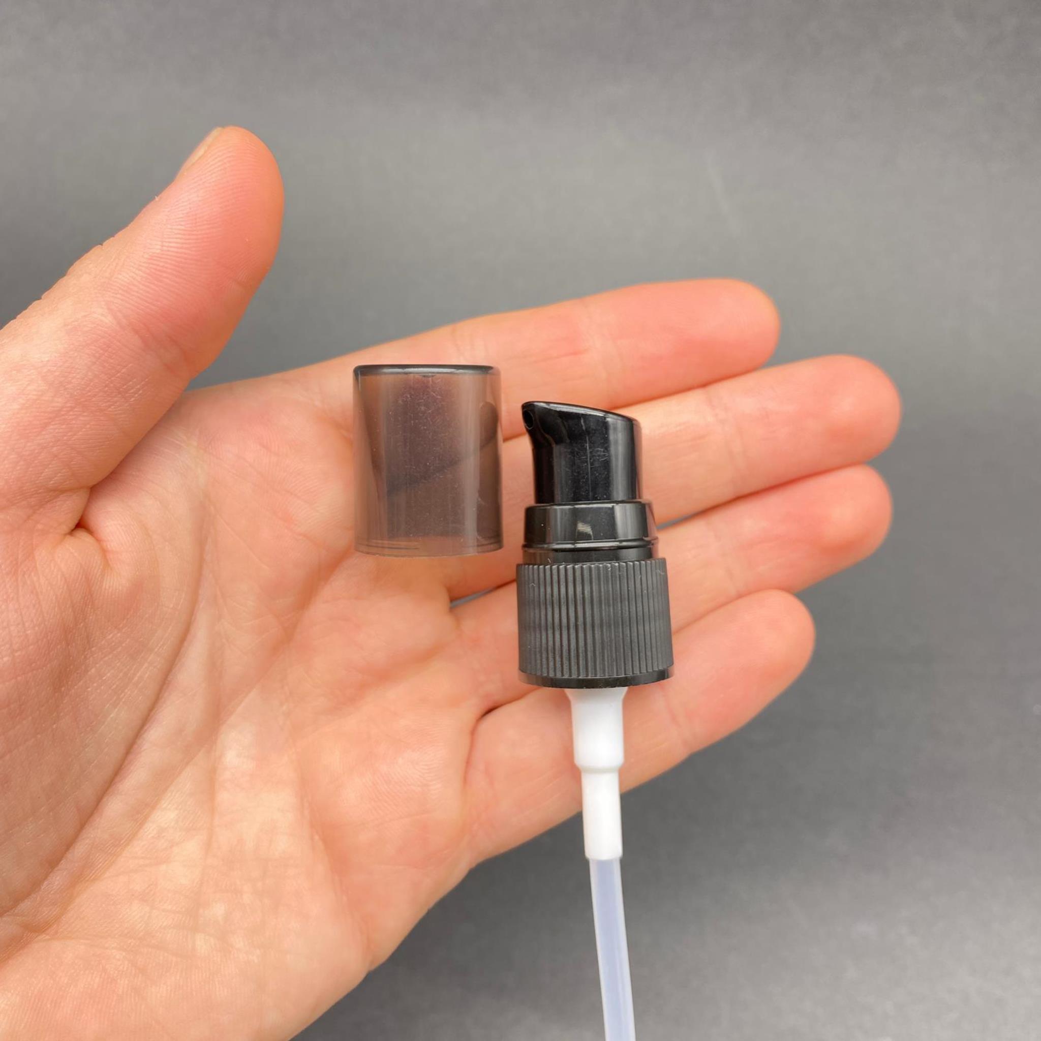 18 MM POMPA LOSYON POMPASI SİYAH - 18 MM SERUM POMPASI (PET, POLİETİLEN, PLASTİK ŞİŞELER İÇİN)