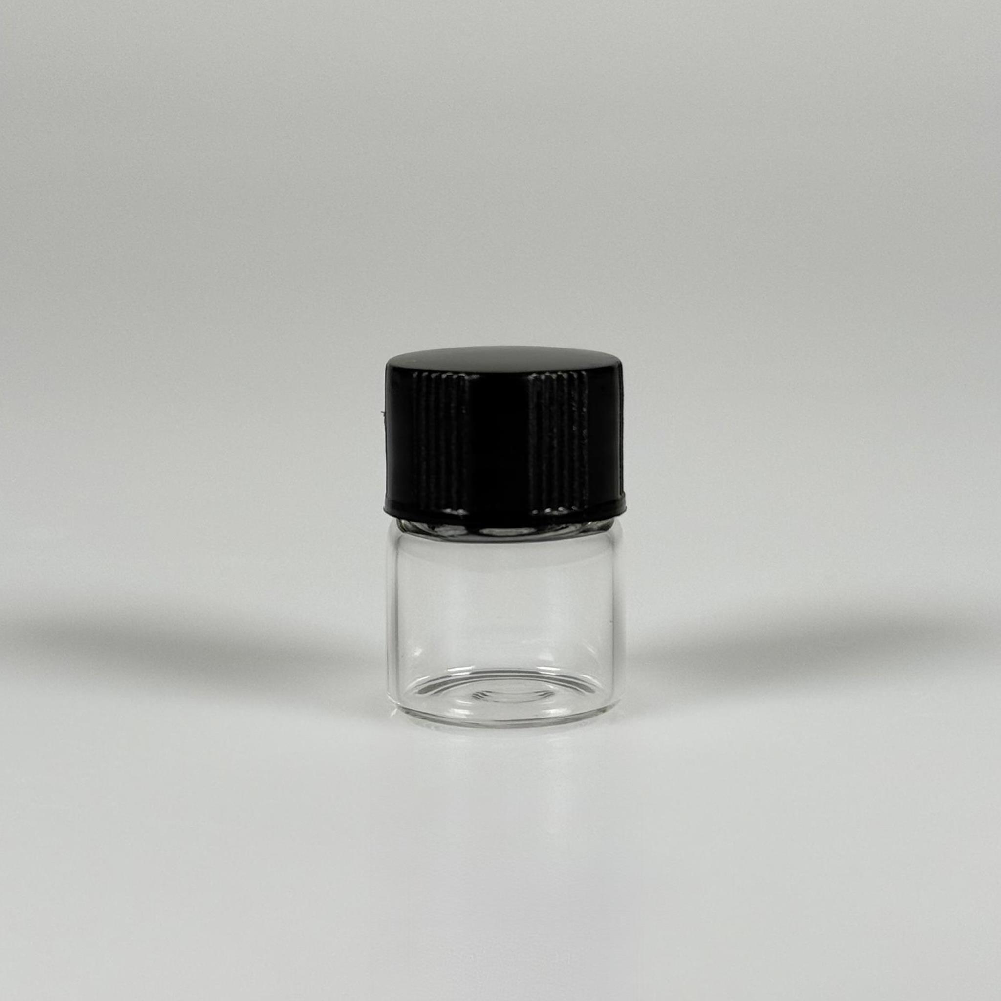 1 CC ŞEFFAF CAM ŞİŞE - SİYAH KAPAKLI - 1 ML KAPAKLI CAM ŞİŞE