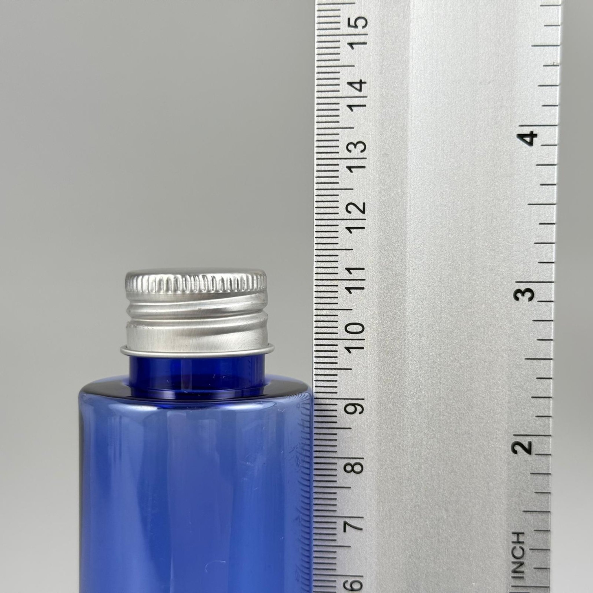 100 CC MAVİ SİLİNDİR KESKİN KÜT MODEL SERT PET ŞİŞE (17 GR - 24 AĞIZ ) + KÖPÜK COMTALI GÜMÜŞ METAL ALÜMİNYUM KAPAK TAKIM - 100 ML KAPAKLI MAVİ PET ŞİŞELER
