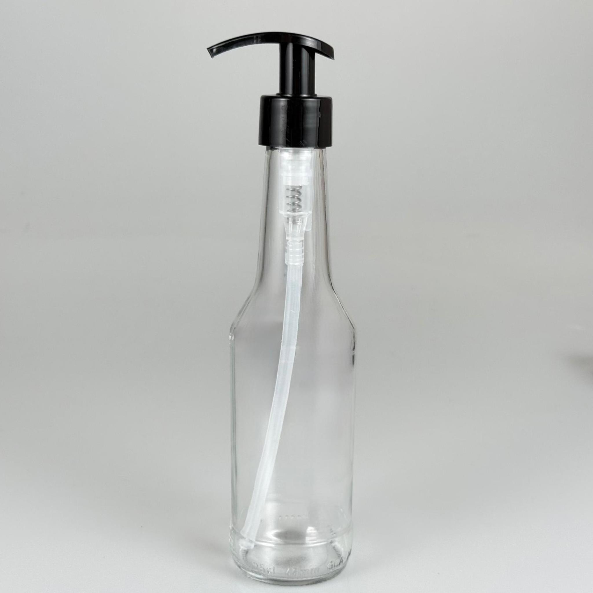 250 CC BOĞAZLI CAM ŞİŞE - SİYAH POMPALI - 250 ML POMPALI ŞİŞE