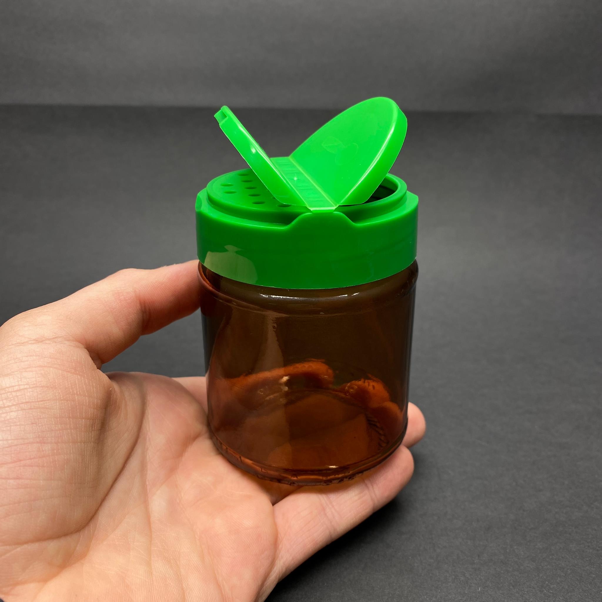 210 CC AMBER CAM BAHARATLIK KAVANOZ - 210 ML BAHARAT KAVANOZU - YEŞİL AÇILIR KAPANIR KAPAKLI