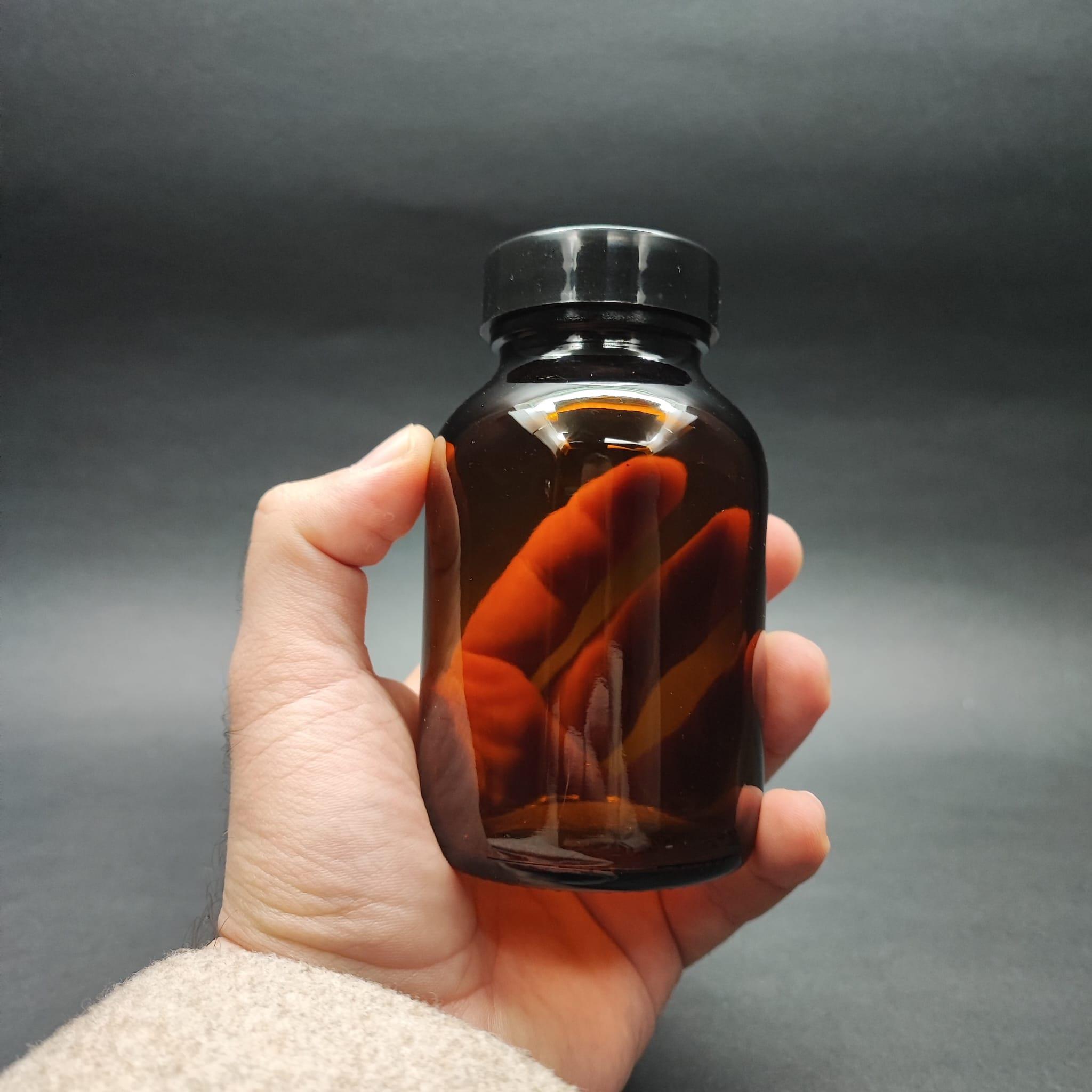 200 ML CAM TABLET ŞİŞE + SİYAH KAPAK - 200 CC AMBER ŞİŞECAM ECZA ŞİŞELERİ - ŞİŞECAM ÜRÜN KODU 716020