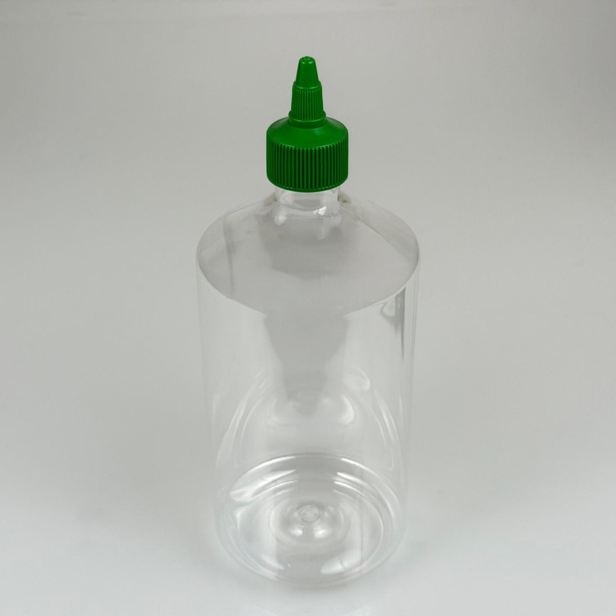 ZEYTİNYAĞI, SOS, ACI SOS, SİRKE, SRIRACHA VB BOŞ ŞİŞELERİ - YEŞİL SİVRİ TWİST AKITICI KAPAK + 950 ML ŞEFFAF KÜT PET PLASTİK ŞİŞE TAKIM