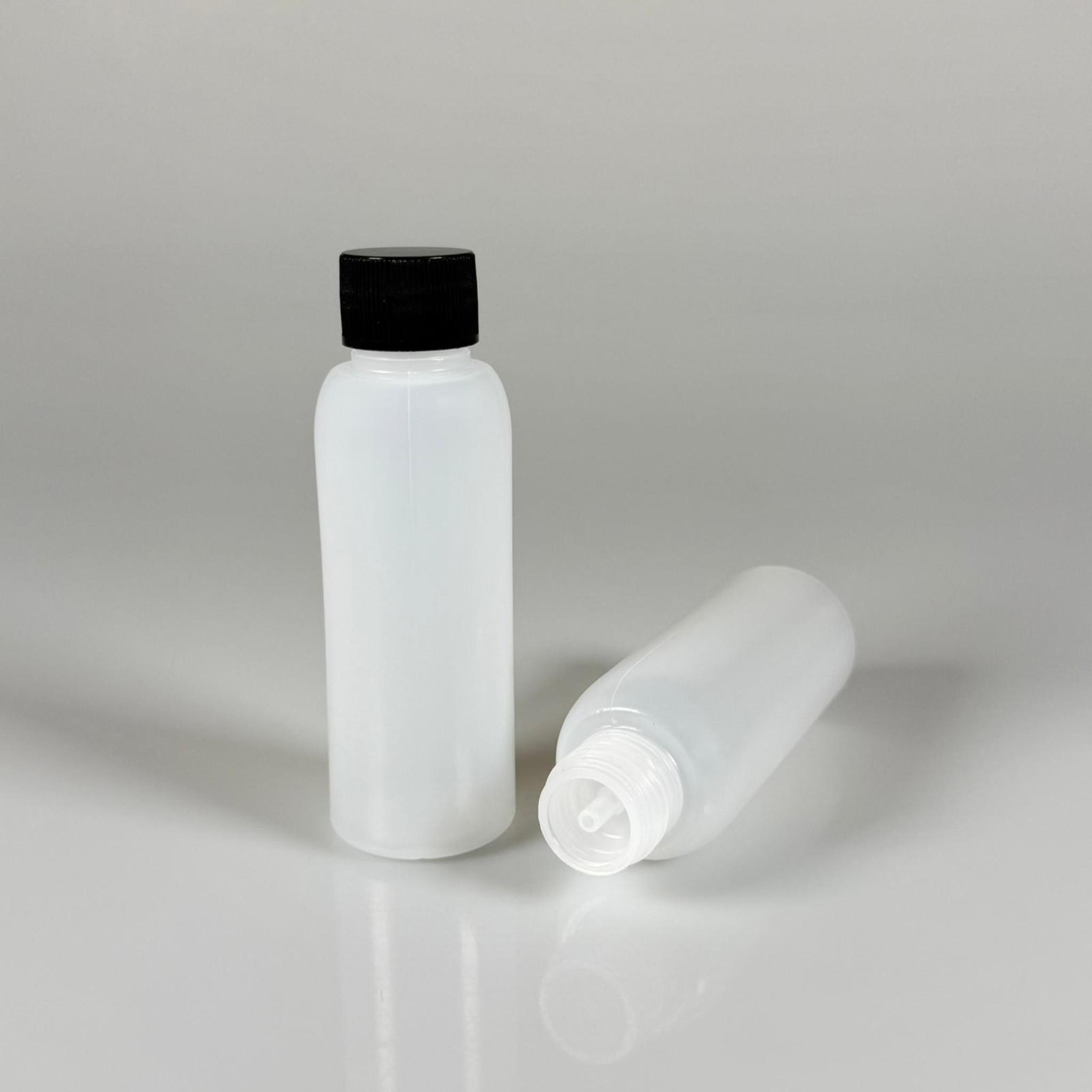 100 ML SIKILABİLİR YUMUŞAK PE POLİETİLEN PLASTİK ŞİŞE - CONTALI SİYAH KAPAKLI ASETON KOLONYA TIPALI - 100 cc sos, yağ, kartuş, mürekkep vb için boş şişeler