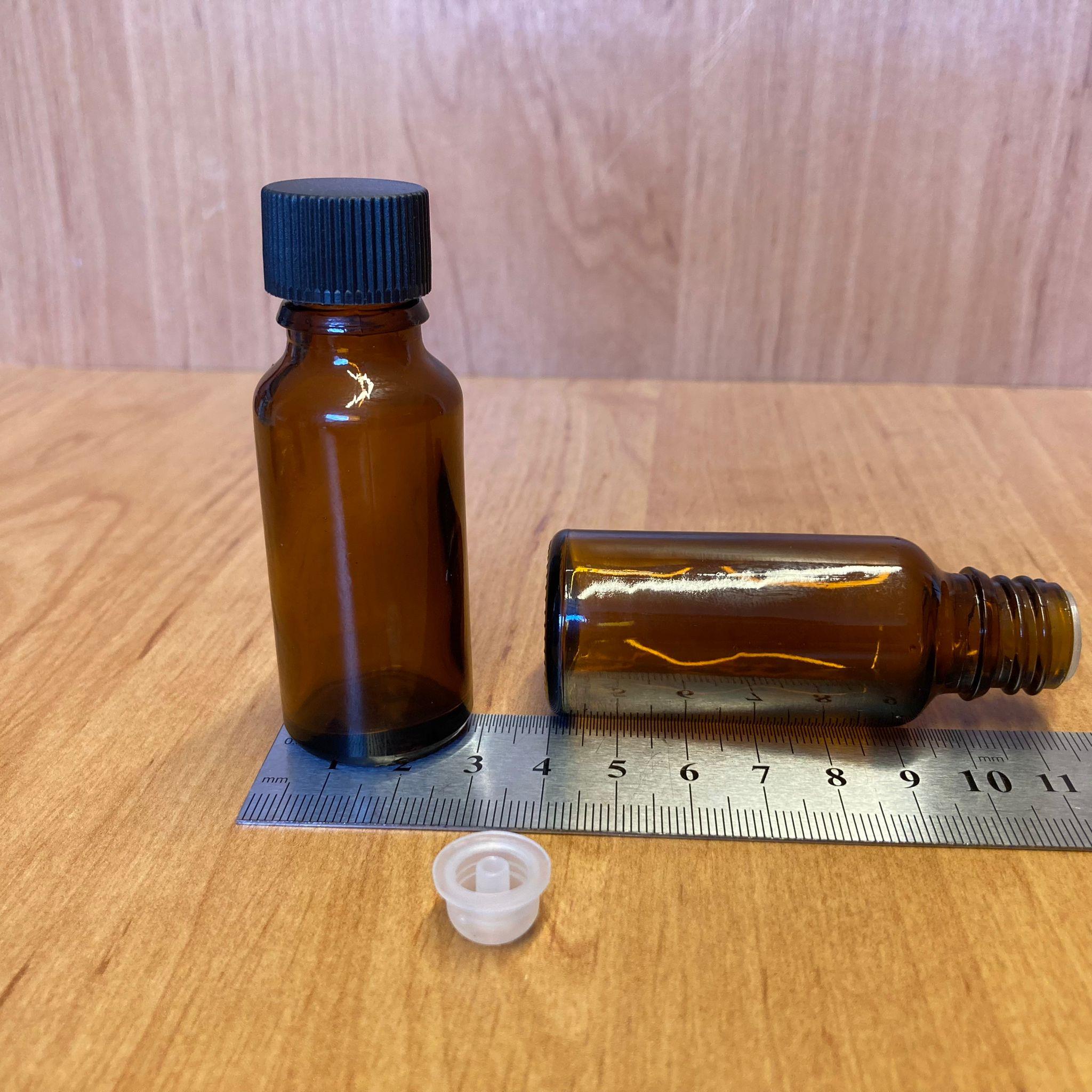 20 CC AMBER İÇTEN DAMLALIKLI - PLASTİK SİYAH KAPAKLI CAM ŞİŞE - 20 ML KOLONYA TIPALI CAM ŞİŞE