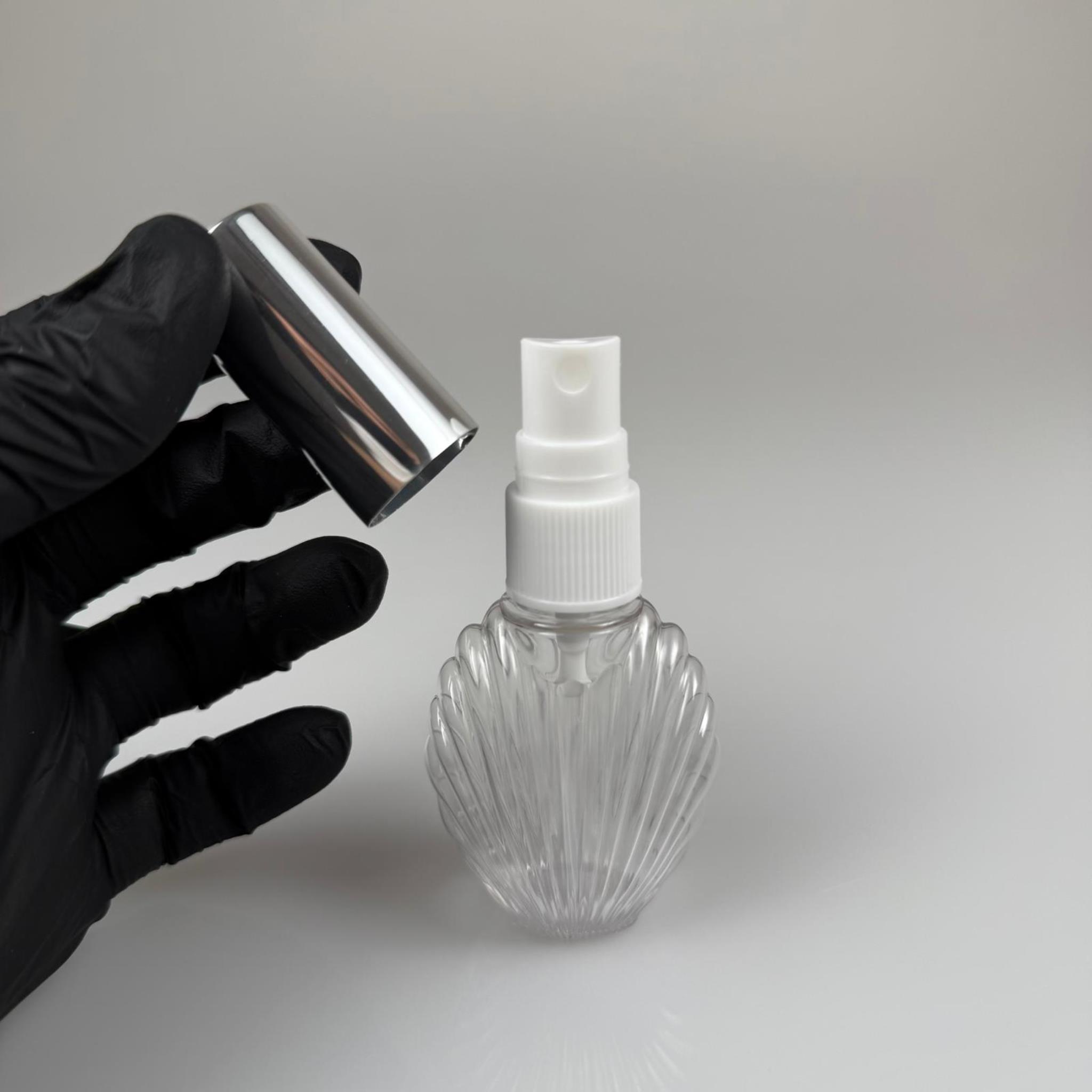 40 CC İSTİRİDYE SPREYLİ PET PARFÜM , KOLONYA ŞİŞESİ - BEYAZ FISFIS + GÜMÜŞ KAPAK