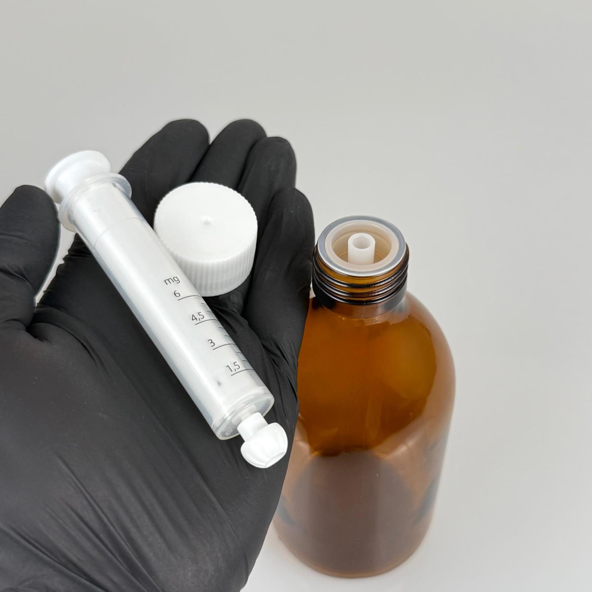 300 ML CAM ECZA ŞİŞESİ + 6 ML DOZAJ PİPETİ + DOZAJ TIPASI + CONTALI PLASTİK KAPAK TAKIM