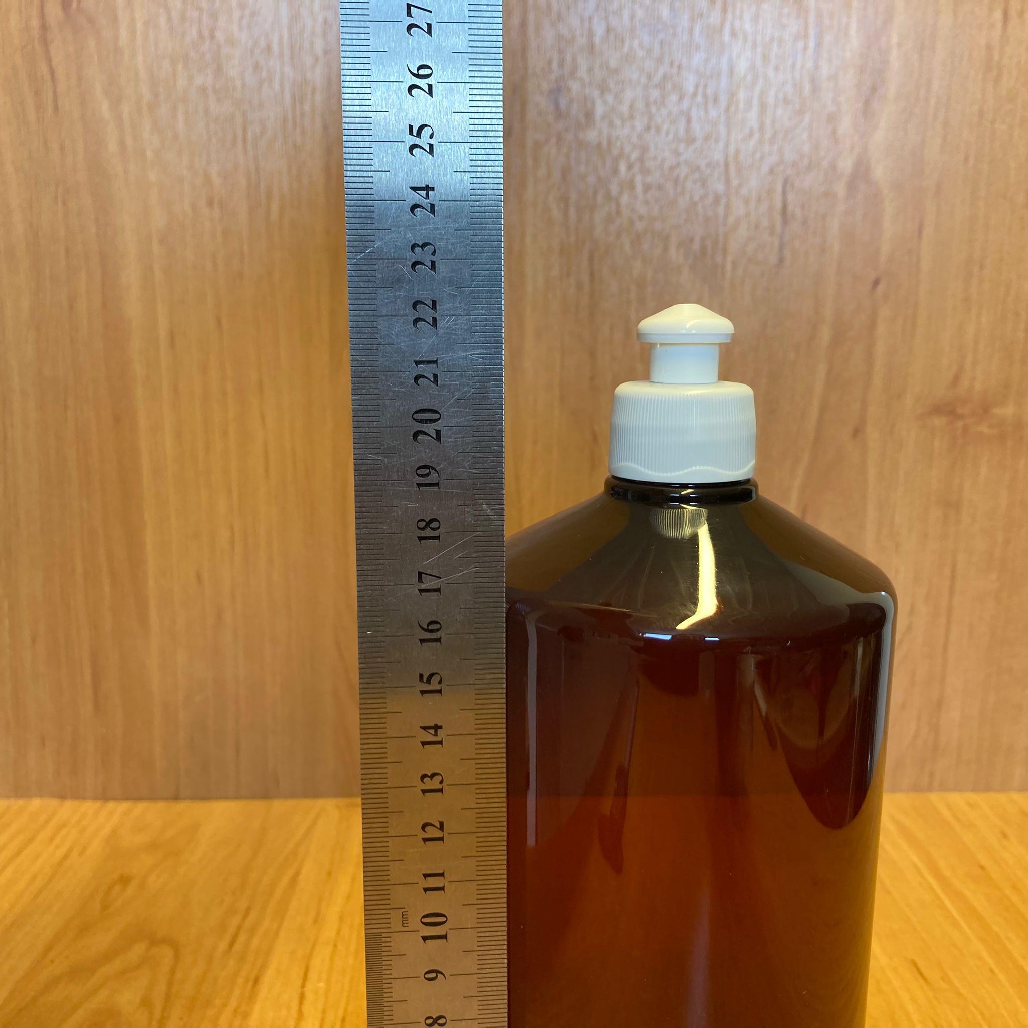 1000 CC AMBER PLASTİK ŞİŞE - BEYAZ AKITICILI PUSH-PULL KAPAKLI - 1000 ML KAHVERENGİ BOŞ PLASTİK ŞİŞE - KALIN (45 GR)