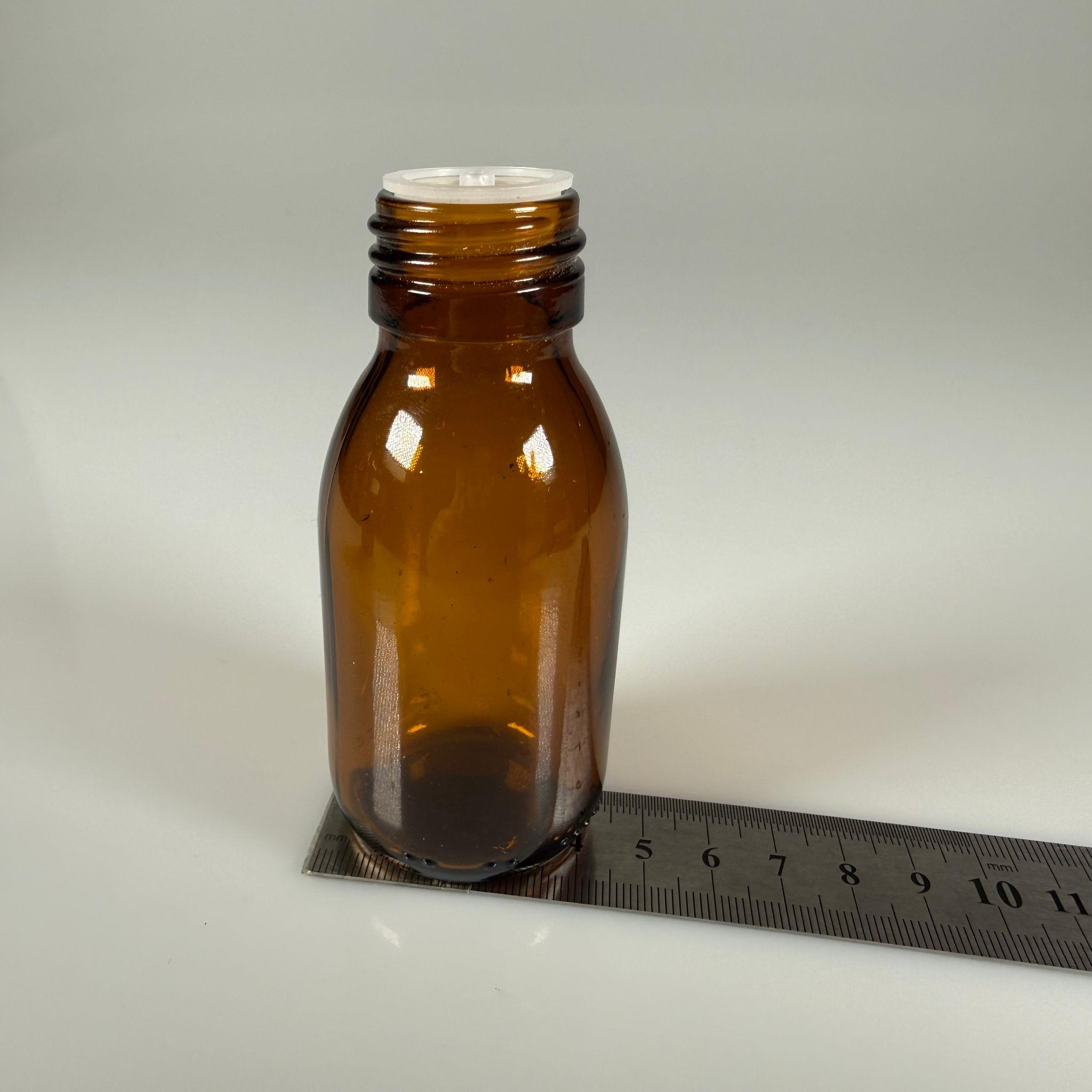 75 ML DOLUMU KOLAY, GENİŞ AĞIZLI İÇTEN DAMLALIKLI ŞİŞE (28 MM AĞIZ)  - 75 CC SİYAH CONTALI KAPAKLI İÇTEN DAMLALIKLI CAM ECZA ŞİŞESİ - AMBER KAHVERENGİ