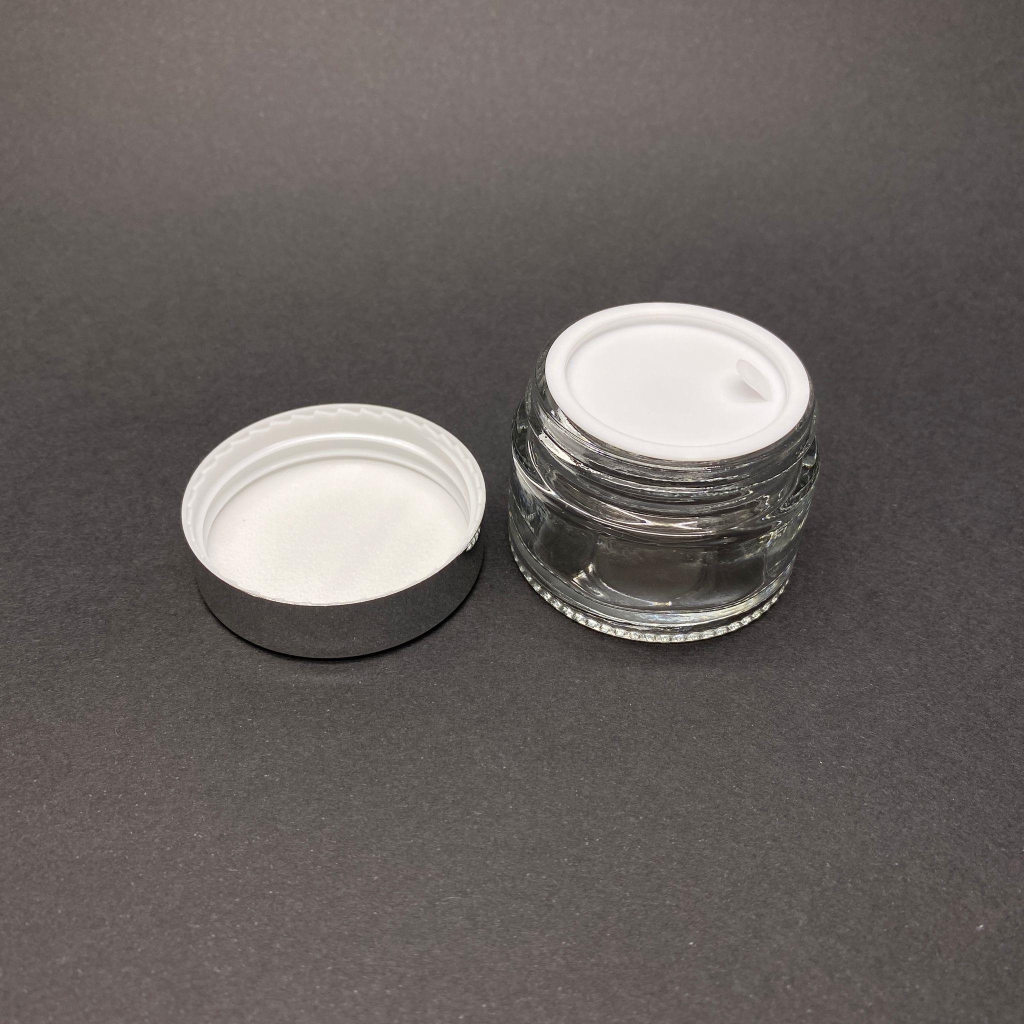 30 CC CAM ŞEFFAF KREM KAVANOZU - GÜMÜŞ AYNALI KAPAKLI İÇ CONTALI - 30 ML ŞEFFAF CAM KAVANOZ  - KOZMETİK KAVANOZ