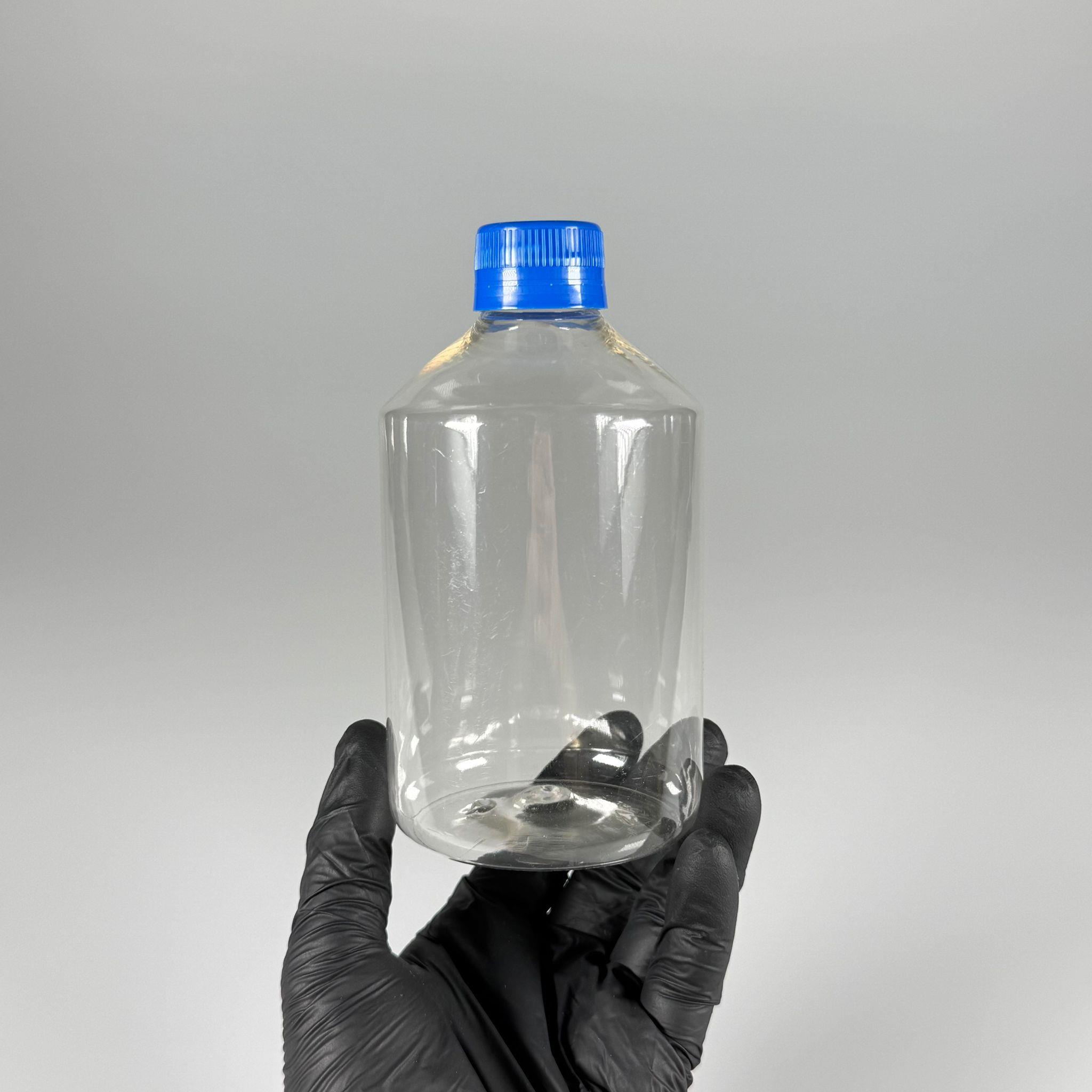 500 CC KÜT BOYUNLU ŞEFFAF PET ŞİŞE  - MAVİ KİLİTLİ KAPAKLI - 500 ML KALIN PET ŞİŞE