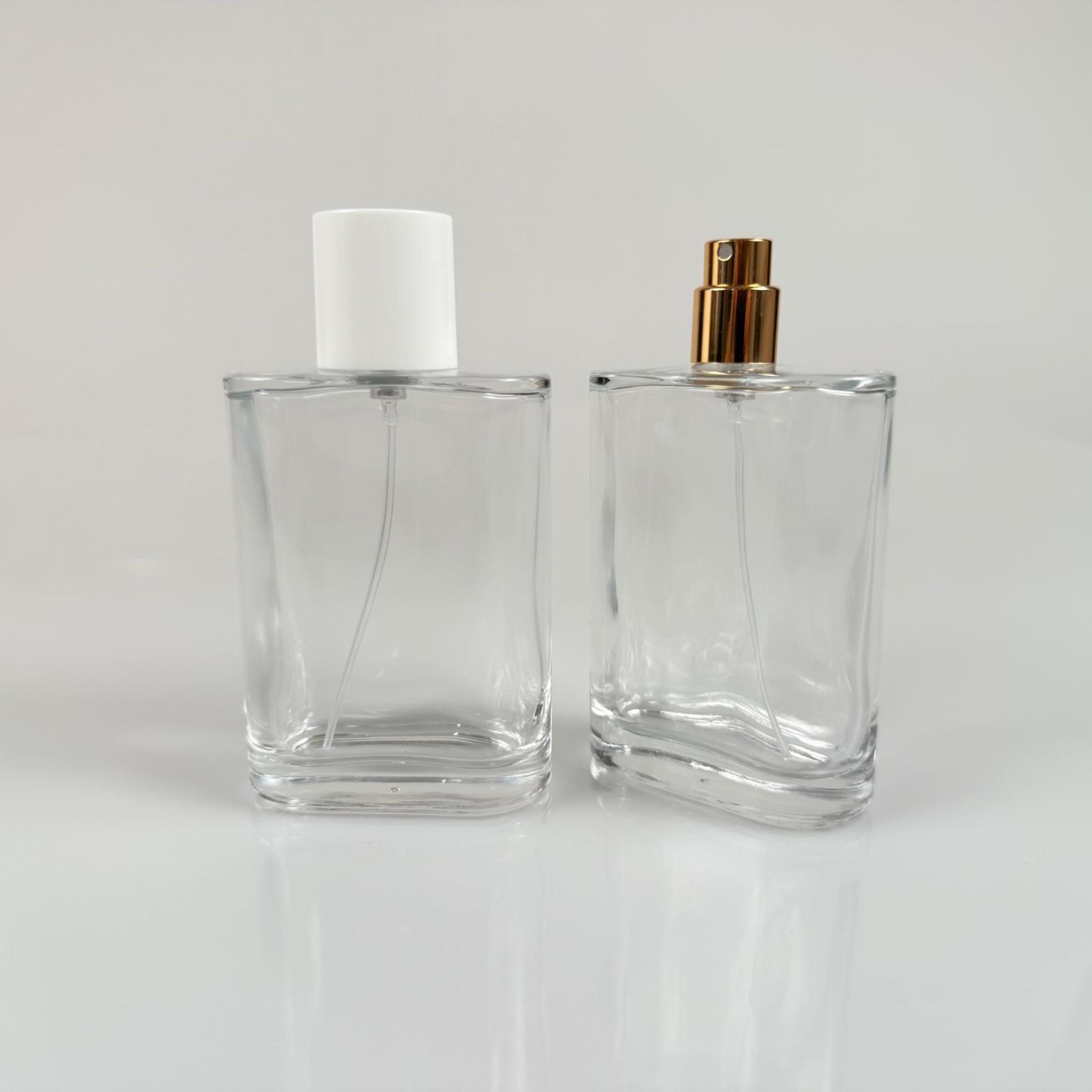 100 ML YASSI MODEL CEO PARFÜM ŞİŞESİ - GOLD METAL SPREYLİ + BEYAZ KAPAKLI (AĞIZ 15 MM GEÇME KOLAY KAPAMA)