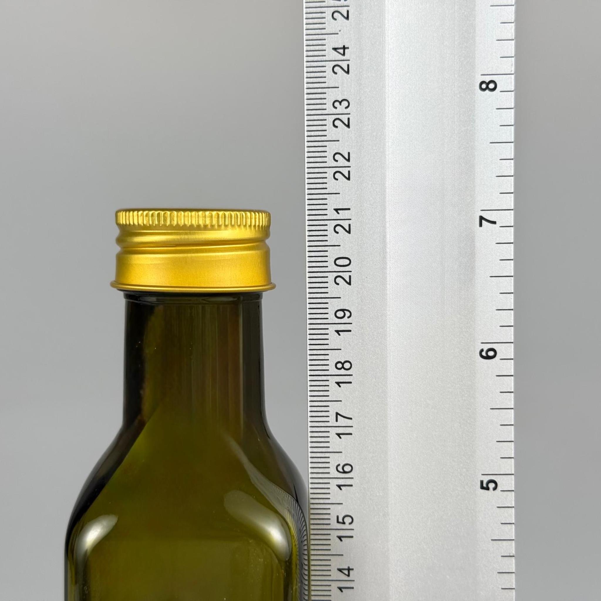 250 CC YEŞİL MARASKA CAM ŞİŞE - GOLD METAL ALÜMİNYUM KAPAKLI - 250 ML KÖŞELİ YAĞ ŞİŞESİ - SİRKE ŞİŞESİ