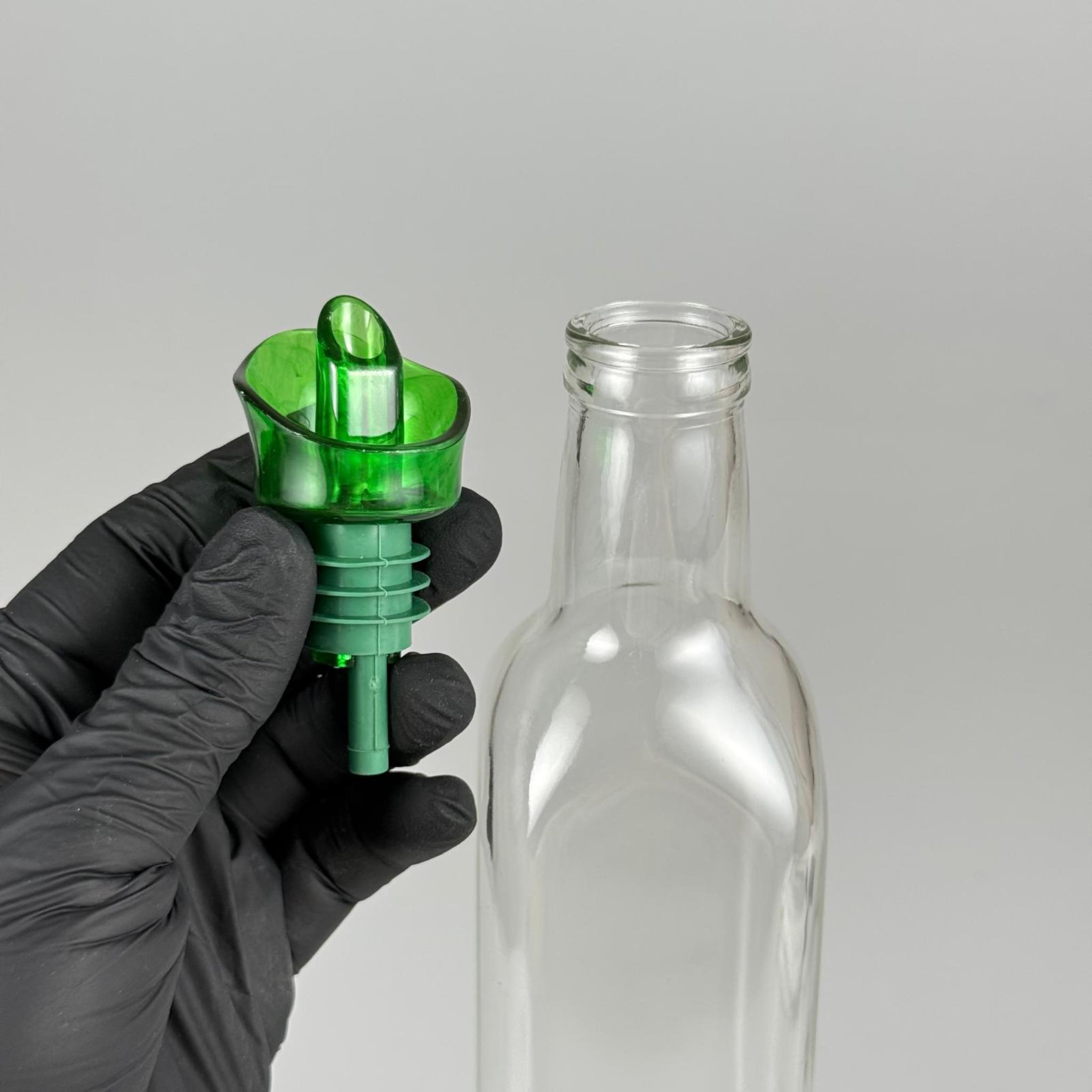 Akıtmaz Kapaklı Şık Cam Yağlık – Zeytinyağı ve Sirke İçin - Restoran Tipi 500 ML Şeffaf Maraska Kare Yağdanlık Açık Yeşil Akıtıcı Başlıklı EKO