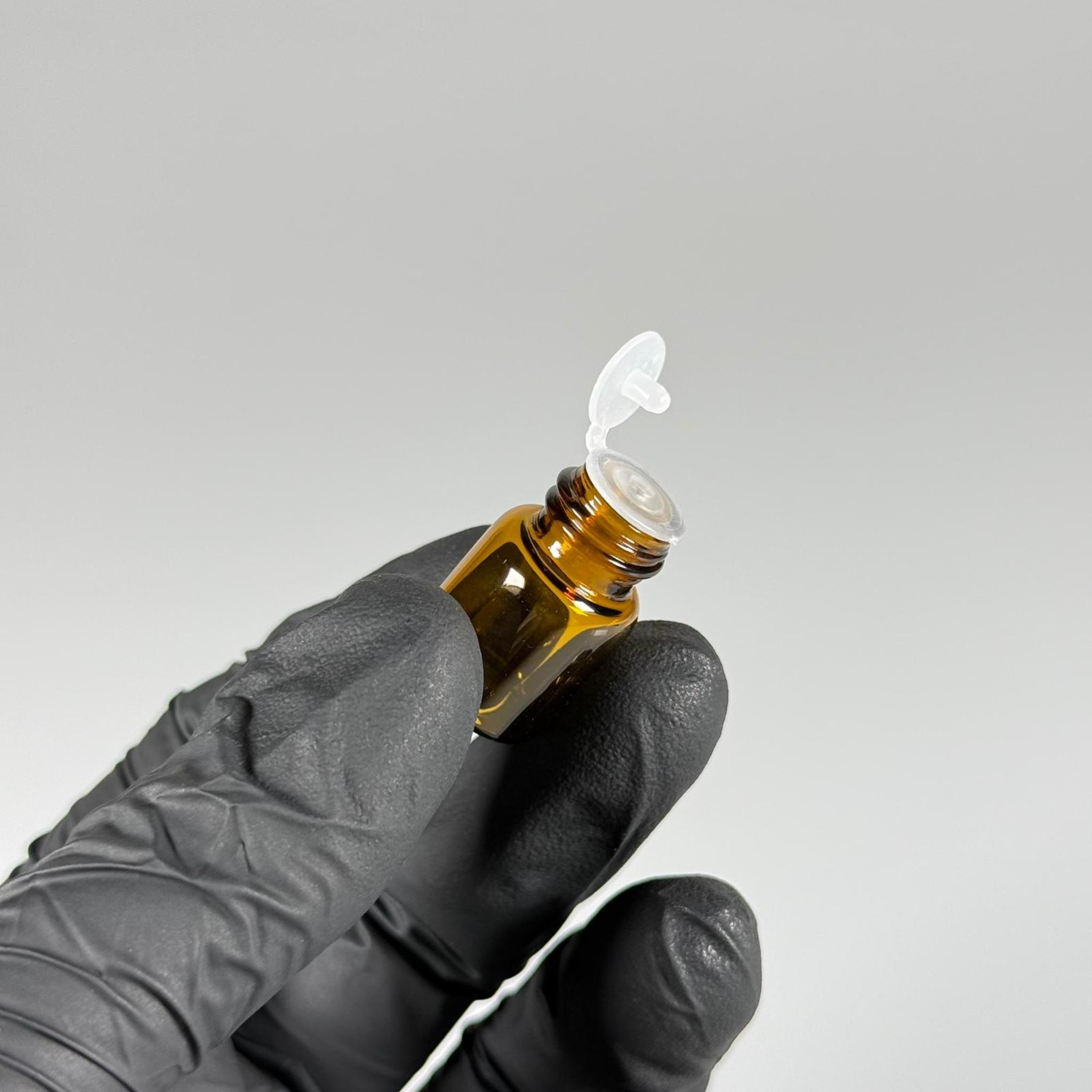 2 CC AMBER İNCE CAM ŞİŞE - SİYAH KAPAKLI + İÇTEN DAMLALIKLI - 2 ML CAM ŞİŞE