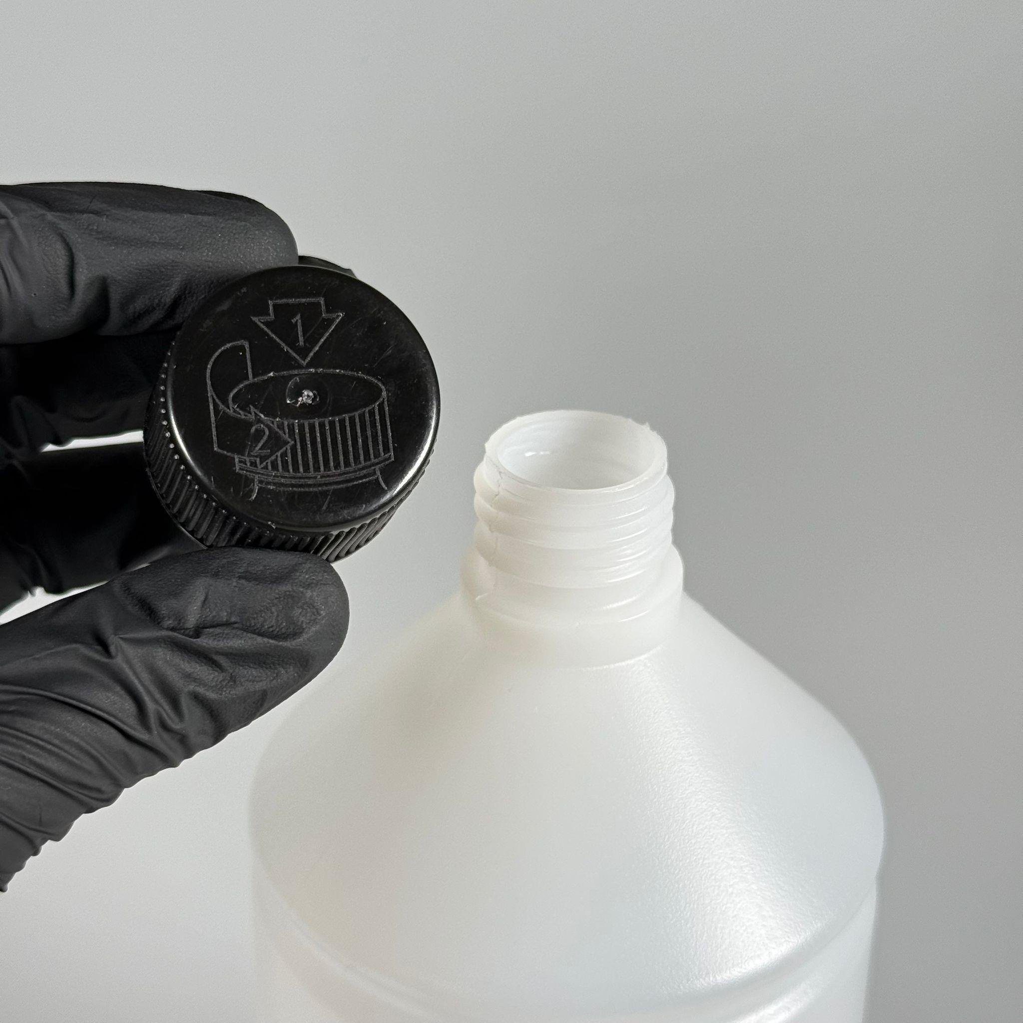 1000 CC TİNER ŞİŞESİ - SİYAH ÇOCUK EMNİYET KİLİTLİ KAPAKLI - 1000 ML KİMYASALA DAYANIKLI PLASTİK ŞİŞE - 1 LT POLİETİLEN ŞİŞE