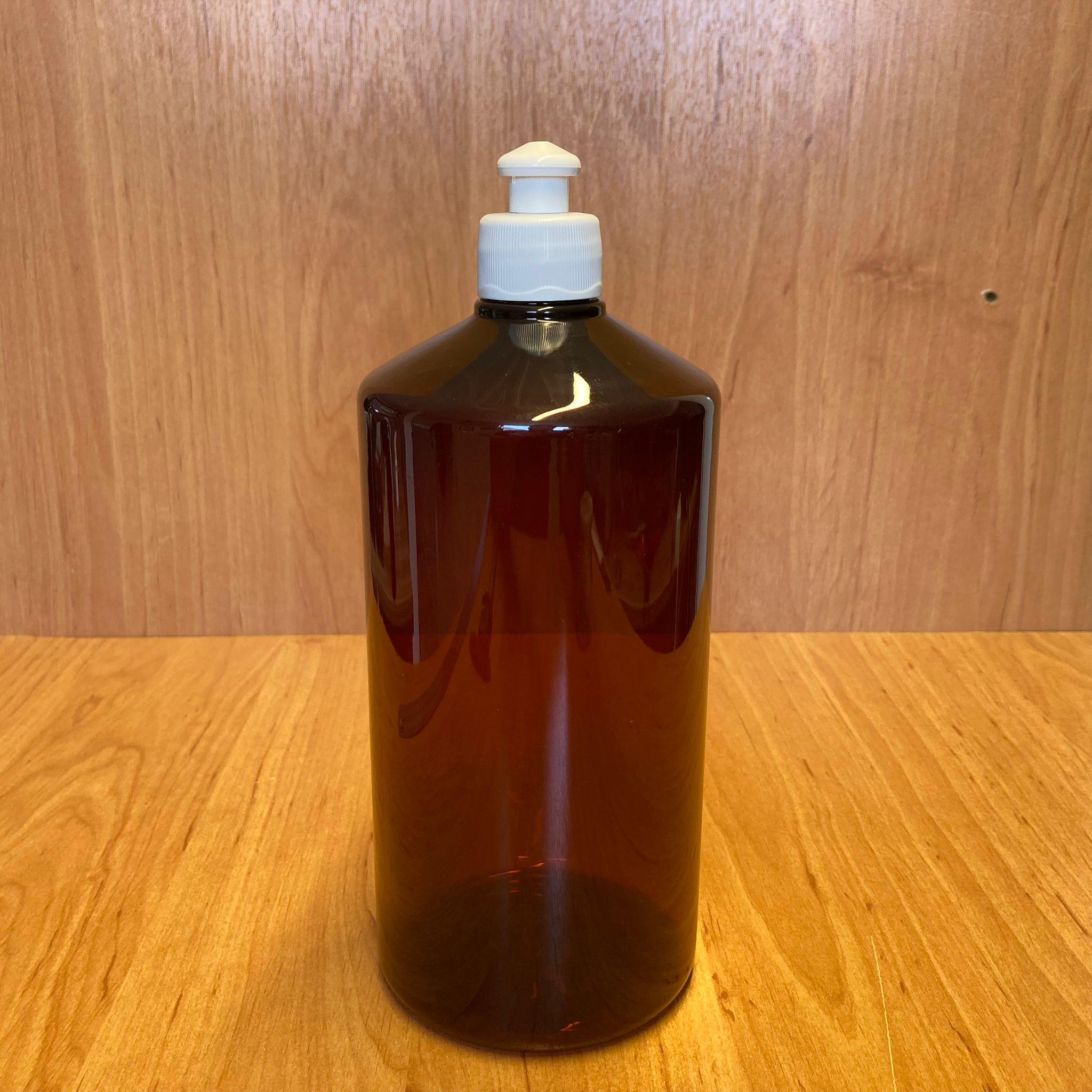 1000 CC AMBER PLASTİK ŞİŞE - BEYAZ AKITICILI PUSH-PULL KAPAKLI - 1000 ML KAHVERENGİ BOŞ PLASTİK ŞİŞE - KALIN (45 GR)