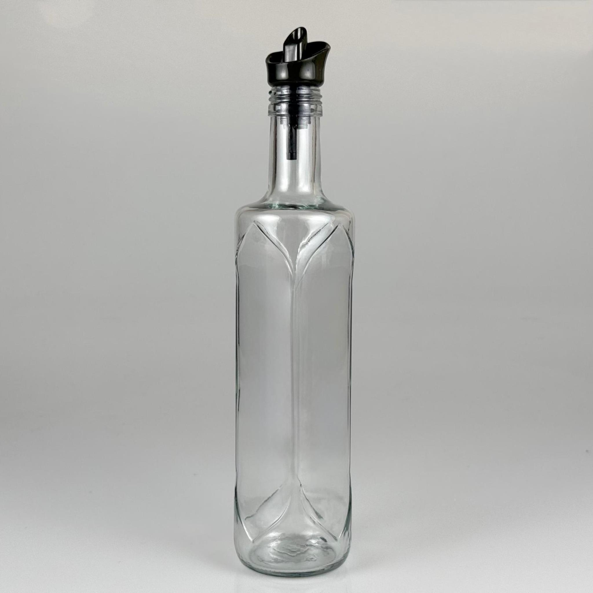 Akıtmaz Kapaklı Şık Cam Yağlık – Zeytinyağı ve Sirke İçin - Restoran Tipi 500 ML Şeffaf Yağdanlık Koyu Yeşil Akıtıcı Başlıklı