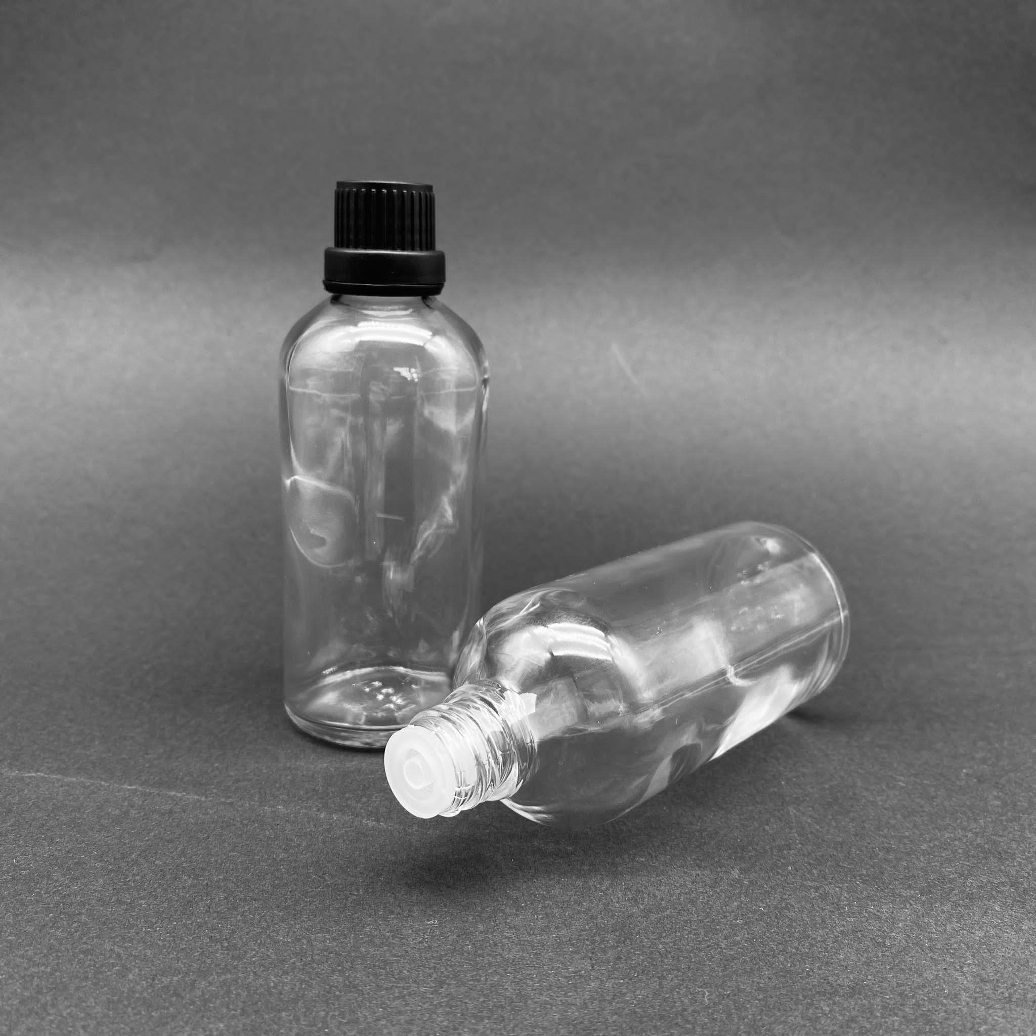 100 CC ŞEFFAF İÇTEN DAMLALIKLI - SİYAH KİLİT KAPAKLI CAM ŞİŞE - 100 ML SAYDAM STANDART İÇTEN DAMLALIKLI CAM ŞİŞE