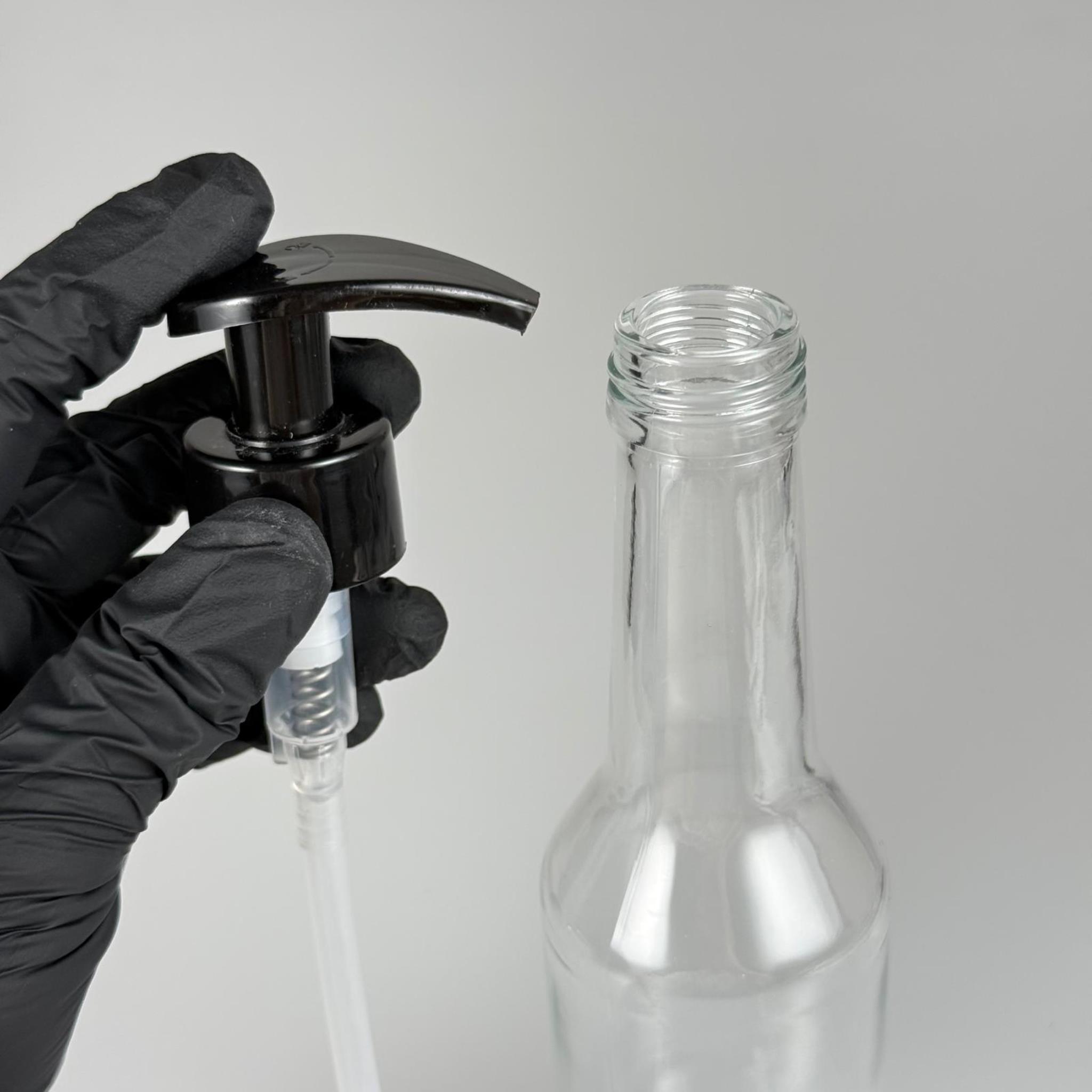 250 CC BOĞAZLI CAM ŞİŞE - SİYAH POMPALI - 250 ML POMPALI ŞİŞE