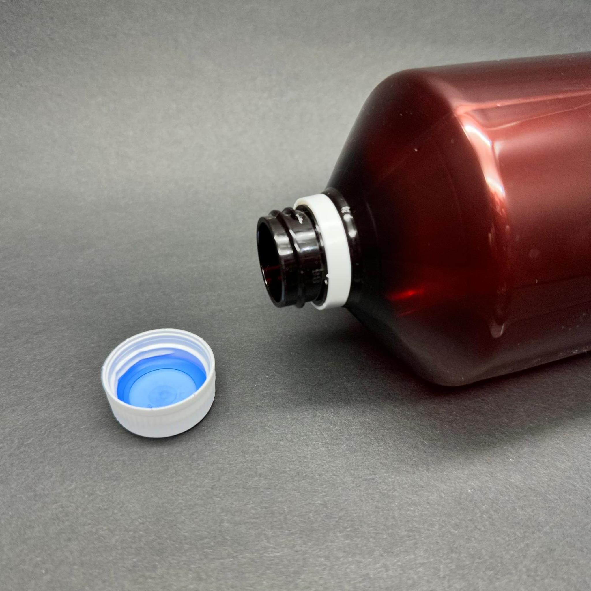 1000 CC AMBER KAHVERENGİ PLASTİK ECZA ŞİŞESİ - BEYAZ KİLİTLİ CONTALI KAPAKLI - 1000 ML KAHVERENGİ BOŞ PET ŞİŞE - KALIN (45 GR)