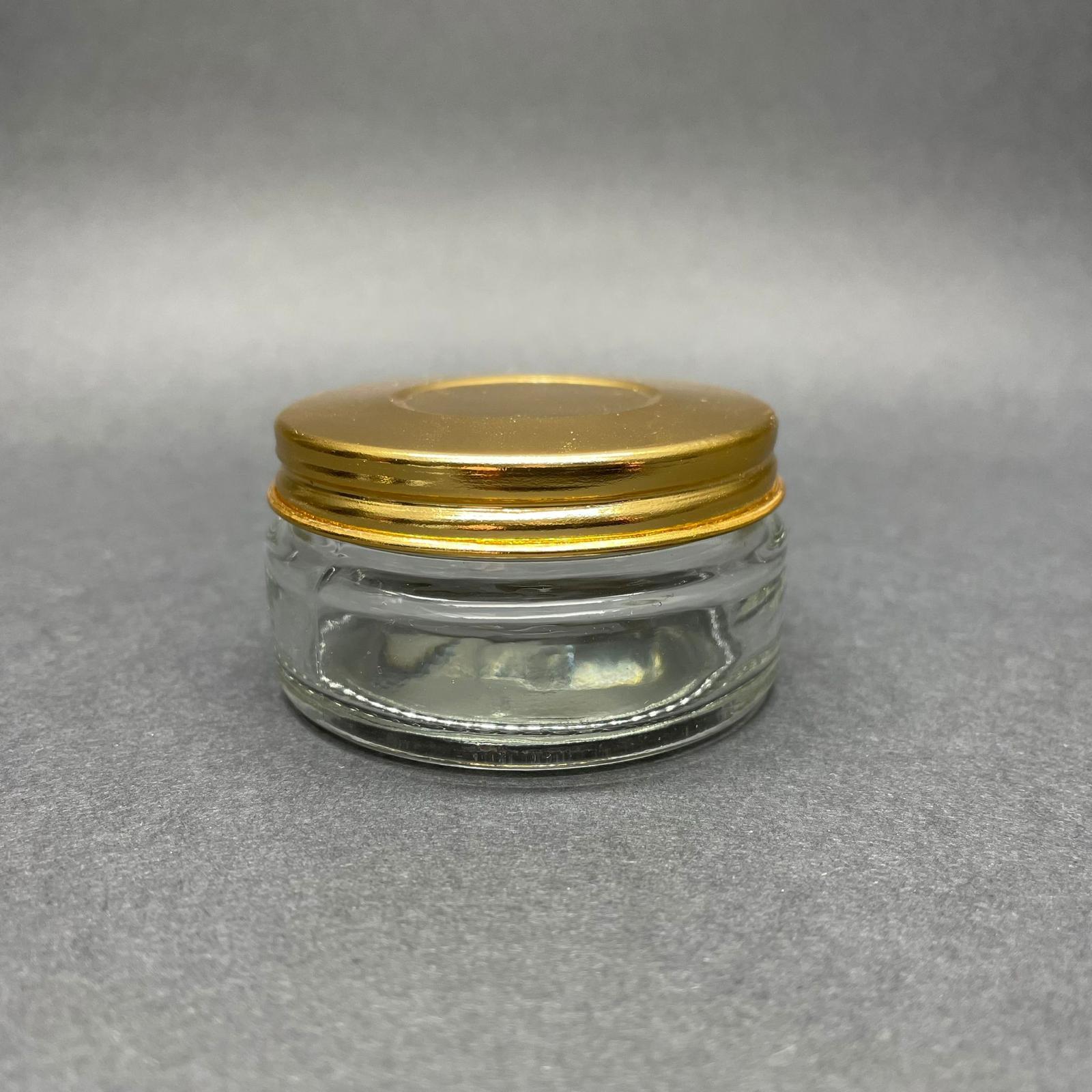 50 CC CAM KREM KAVANOZU - KOYU GOLD METAL KAPAKLI - 50 ML CAM PAŞABAHÇE KREM KAVANOZU