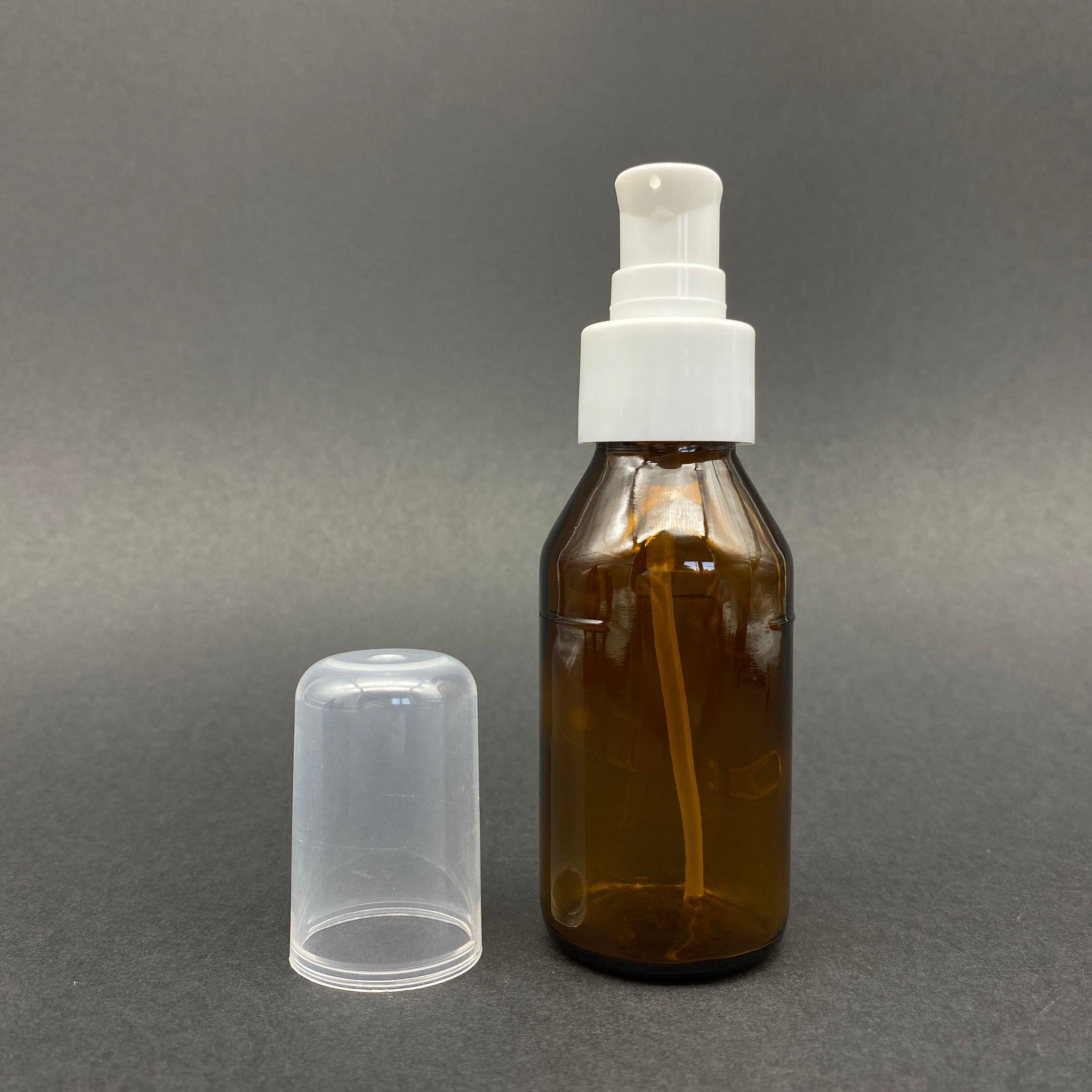 60 CC AMBER CAM ŞİŞE - BEYAZ LOSYON POMPALI  - 60 ML KAHVERENGİ POMPALI CAM ŞİŞE (YOĞUN KIVAMLI SIVILARDA TIKANMAZ)