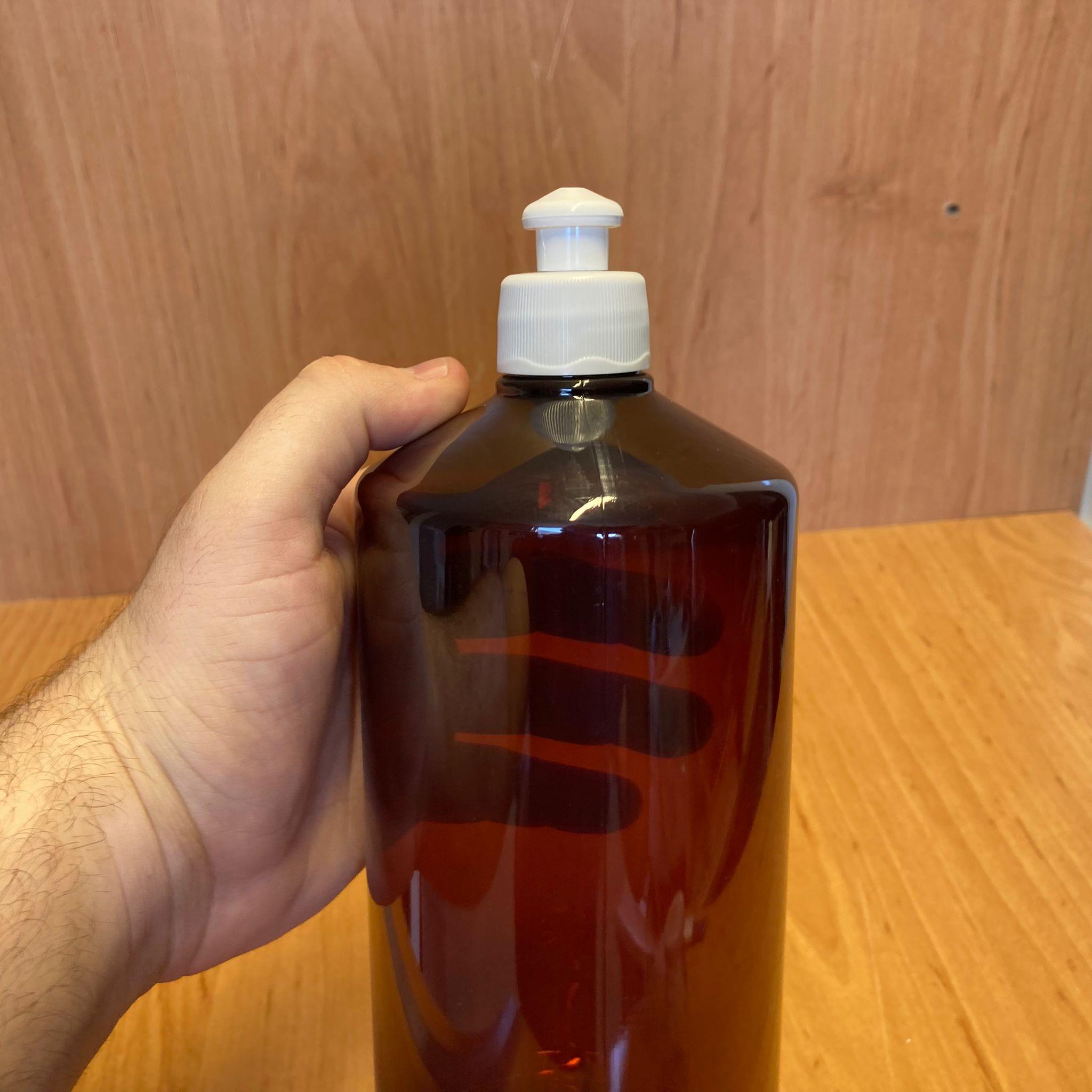 1000 CC AMBER PLASTİK ŞİŞE - BEYAZ AKITICILI PUSH-PULL KAPAKLI - 1000 ML KAHVERENGİ BOŞ PLASTİK ŞİŞE - KALIN (45 GR)