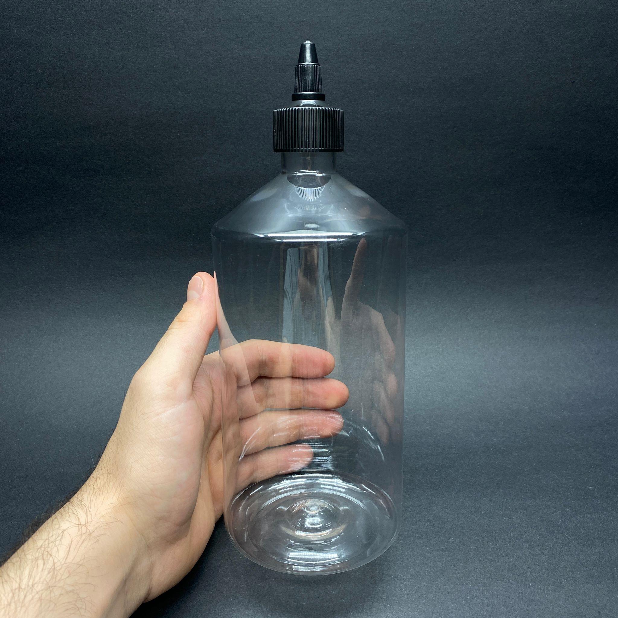 950 CC SİVRİ TWİST ASANSÖR KAPAKLI ŞEFFAF  PET ŞİŞE - 950 ML AKITICI SİYAH KAPAKLI PET ŞİŞE