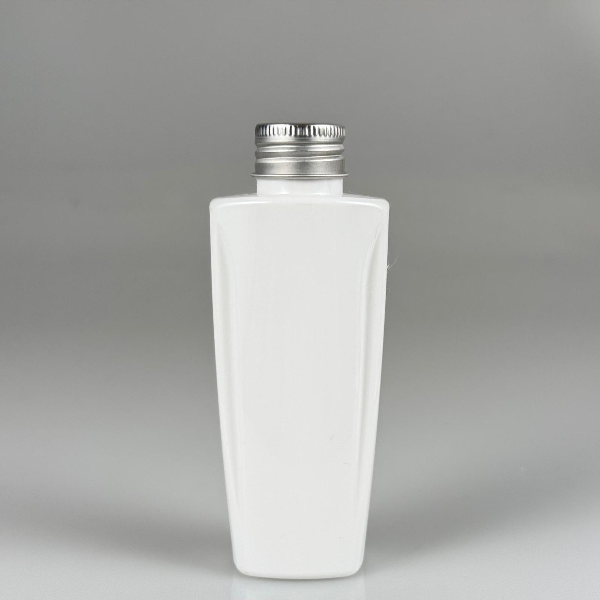 100 CC BEYAZ SERT PET ŞİŞE (LOREAL PARİS MODEL) 24 AĞIZ + KÖPÜK CONTALI GÜMÜŞ METAL ALÜMİNYUM KAPAK TAKIM - 100 ML KAPAKLI KOZMETİK PLASTİK ŞİŞELER