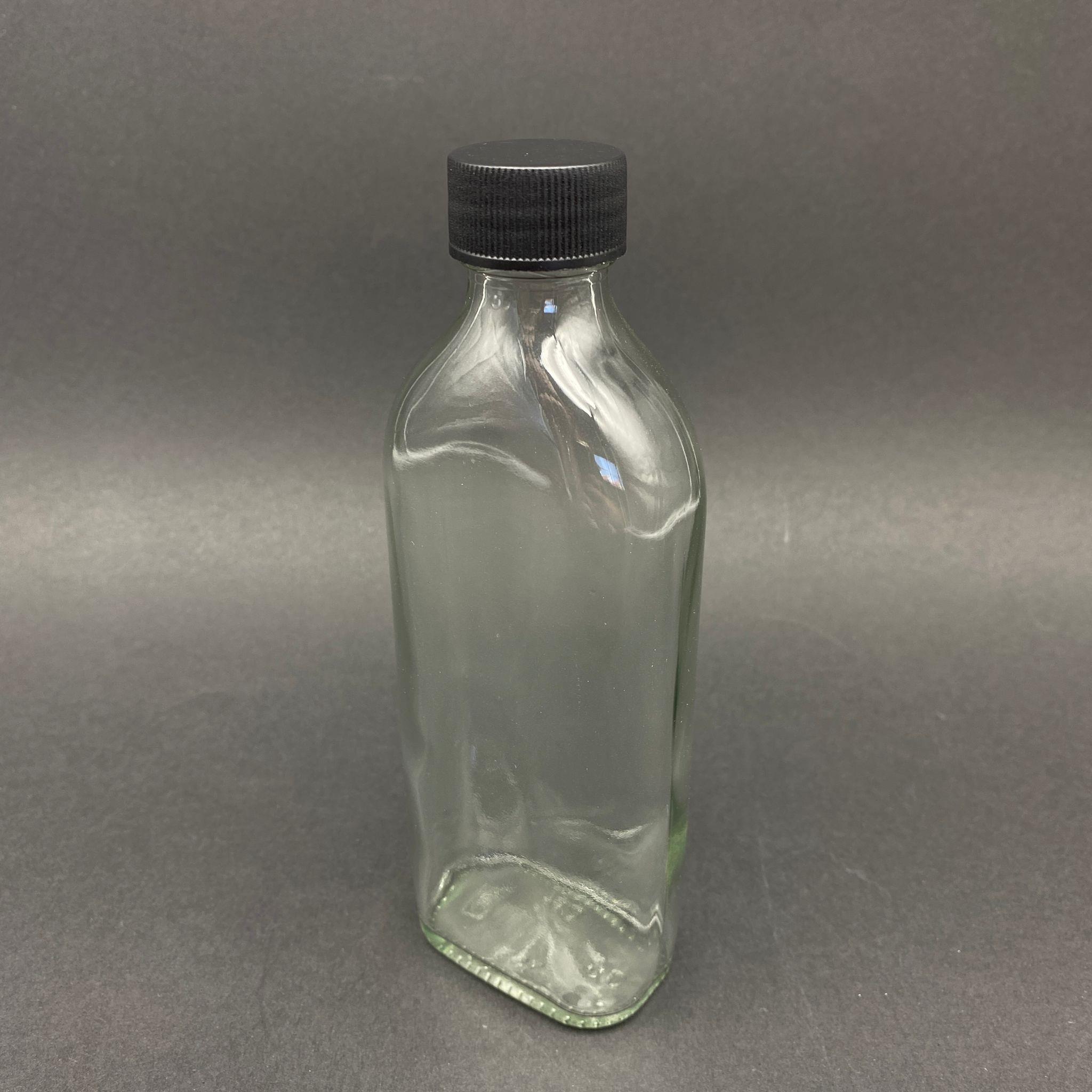 150 CC YASSI CAM ŞİŞE -SOĞUK KAHVE ŞİŞESİ- SİYAH PLASTİK KAPAKLI - 150 ML YASSI CAM ŞİŞE - COLDBREW ŞİŞESİ