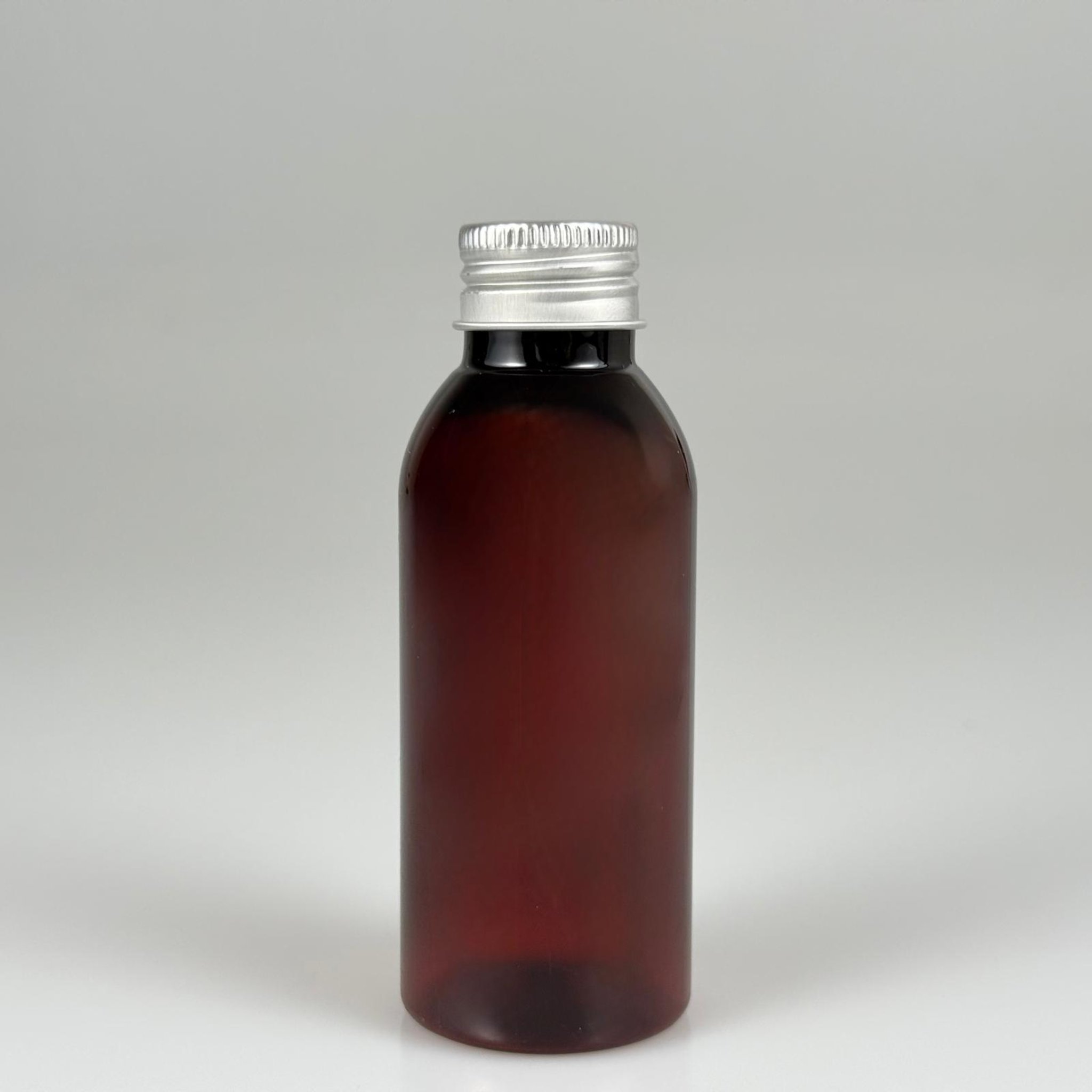 100 CC AMBER SERT MODEL PET ŞİŞE (24 AĞIZ) + KÖPÜK CONTALI GÜMÜŞ METAL ALÜMİNYUM KAPAK TAKIM - 100 ML KAPAKLI KAHVERENGİ KALIN PET ŞİŞELER